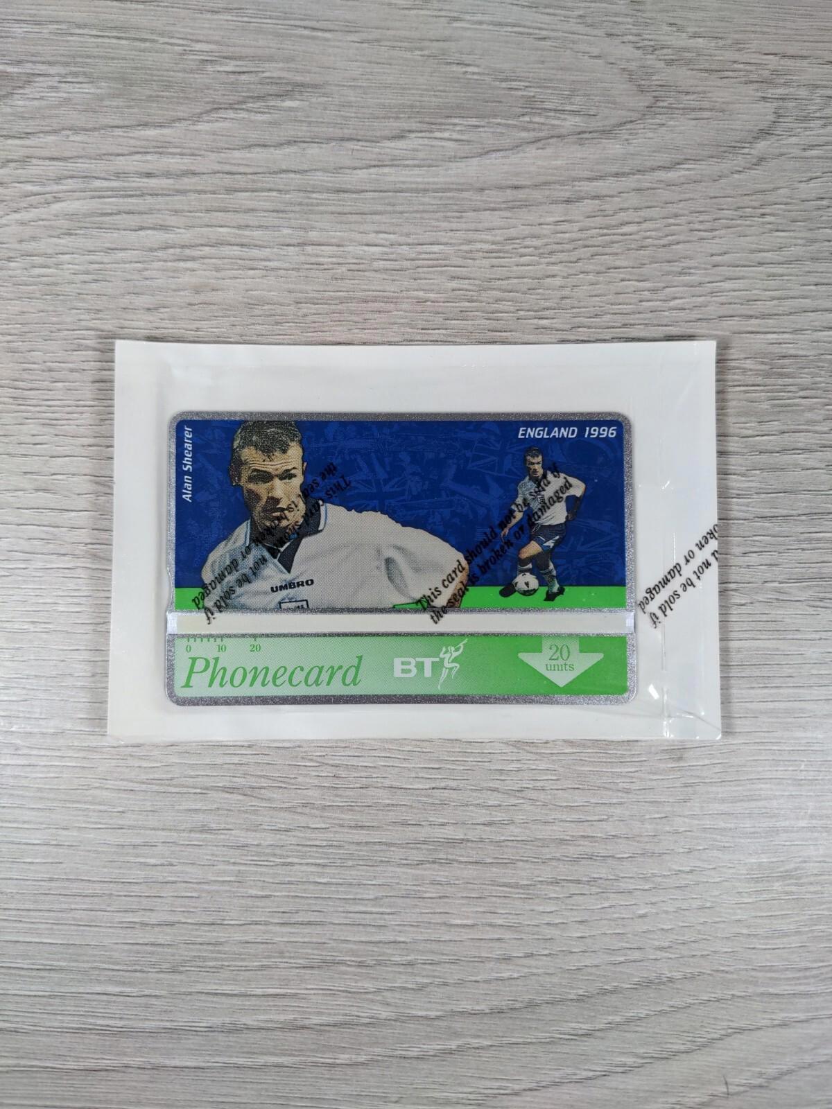 Phone Card England 1996 Alan Shearer £2 Vintage Phonecard Sealed & Unused
