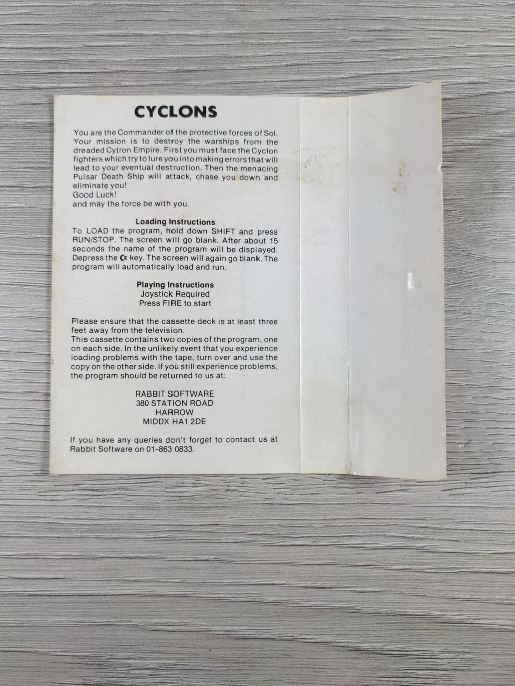 Cyclons Commodore 64 C64 Video Game Cassette Tested & Working