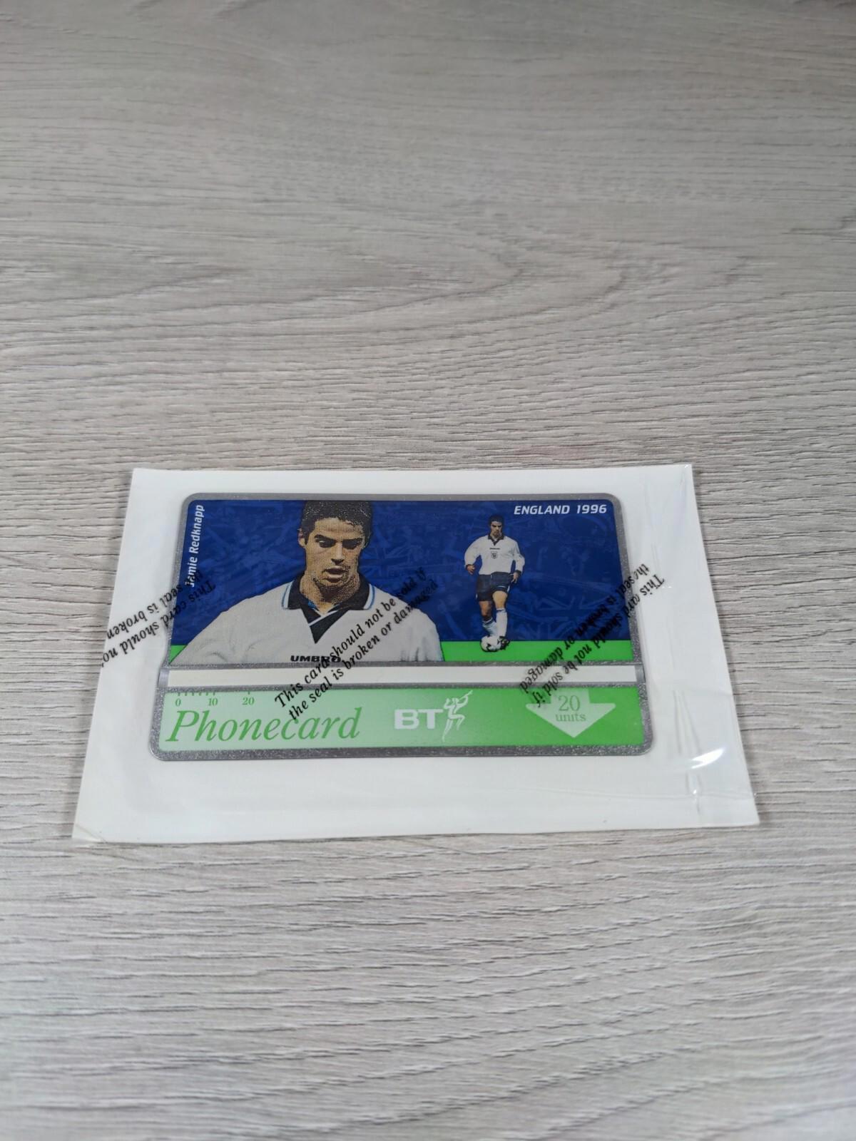 Phone Card England 1996 Jamie Redknapp £2 Vintage Phonecard Sealed & Unused - Retrorama UK