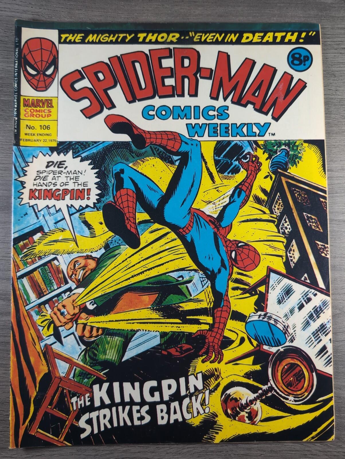 Spider-Man Comics Weekly No106 Marvel Comics UK 22nd February 1975 Vintage Comic