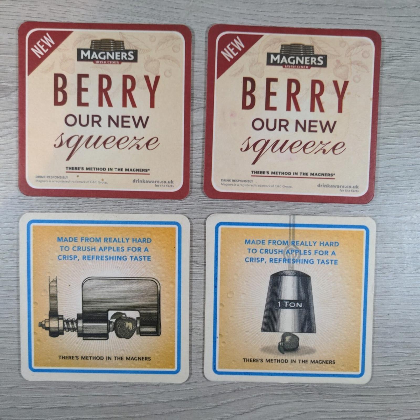 Magners 4 x Vintage Beer Mats Pub Bar Coaster Breweriana - Retrorama UK