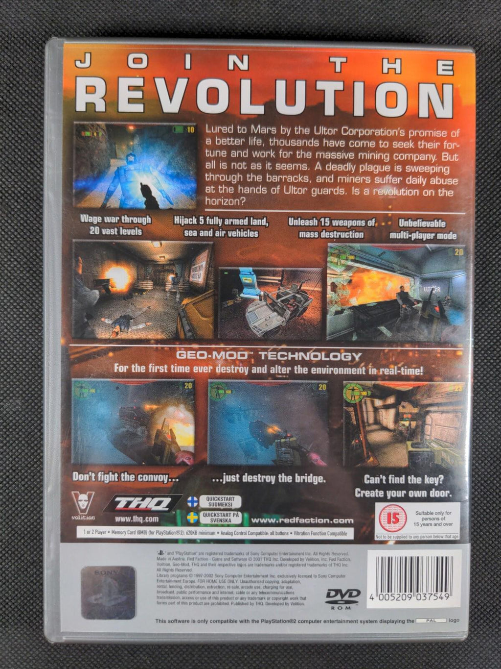Red Faction Platinum PS2 PlayStation 2 PAL Region 15+