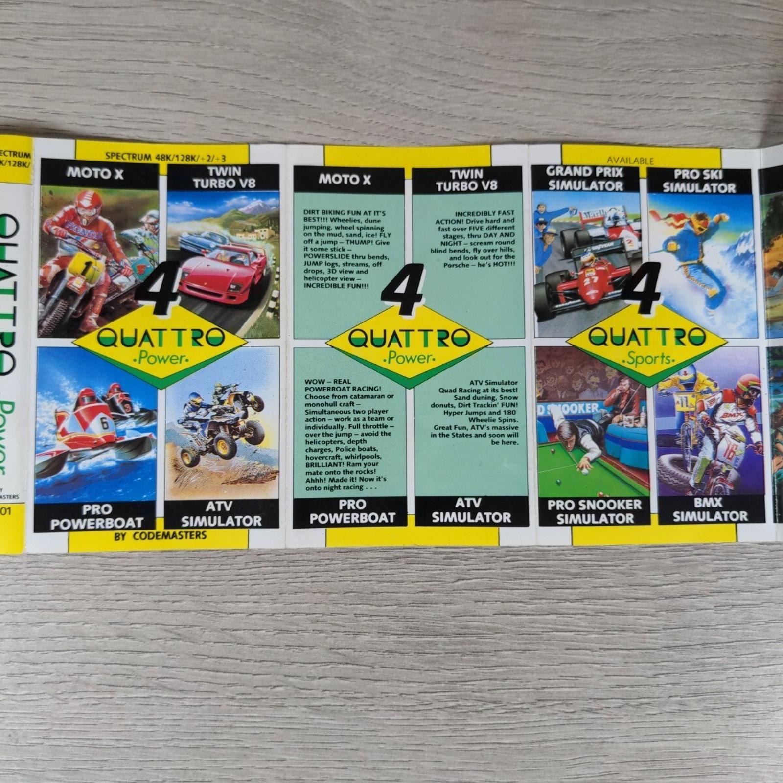 4 Quattro Power 2301 Moto X  ZX Spectrum 48K 128K Game Cassette Tested & Working