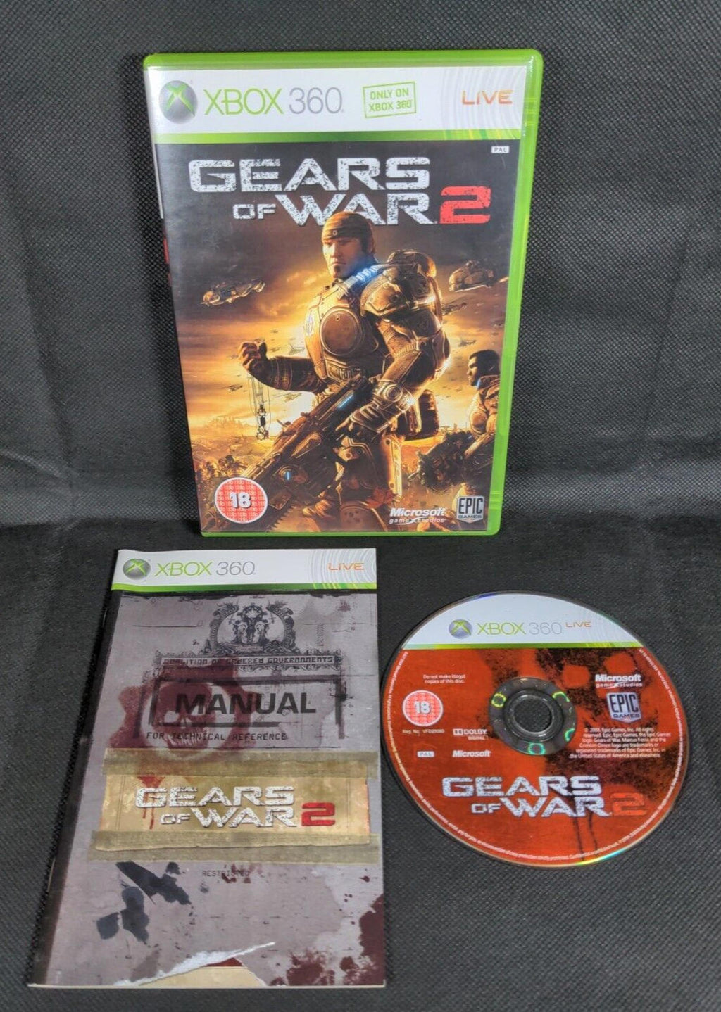 Gears Of War 2 Microsoft Xbox 360 Game + Manual Tested & Working VGC