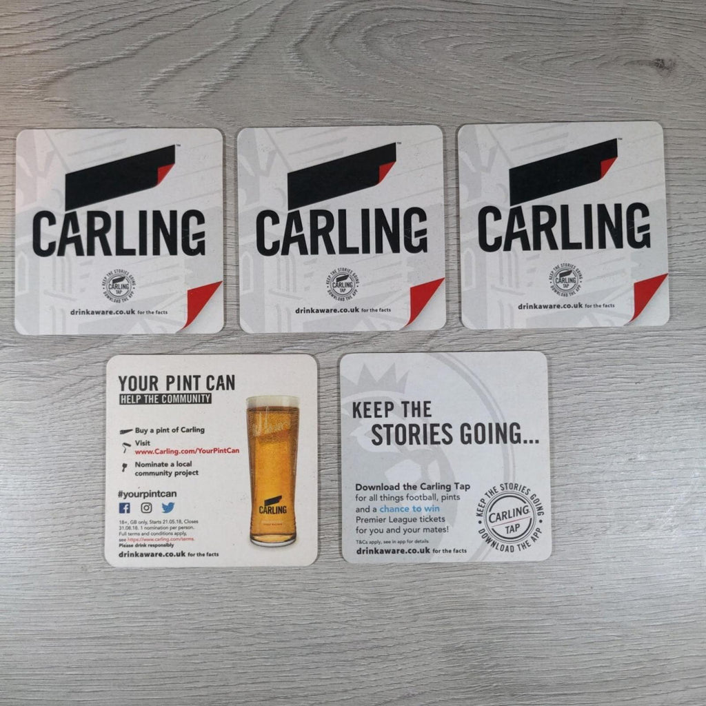 Carling 5 x Vintage Beer Mats Pub Bar Coaster Breweriana - Retrorama UK