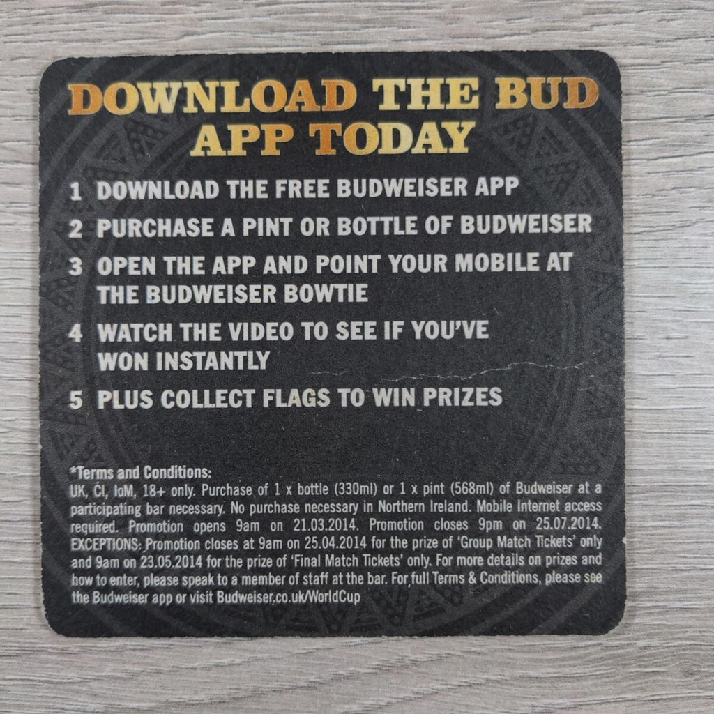 Budweiser 5 x Beer Mats Pub Bar Coaster Breweriana - Retrorama UK