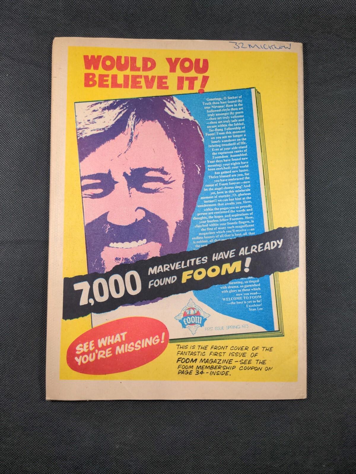 Mighty World of Marvel Issue No 31 May 1973 Marvel UK Vintage Comic