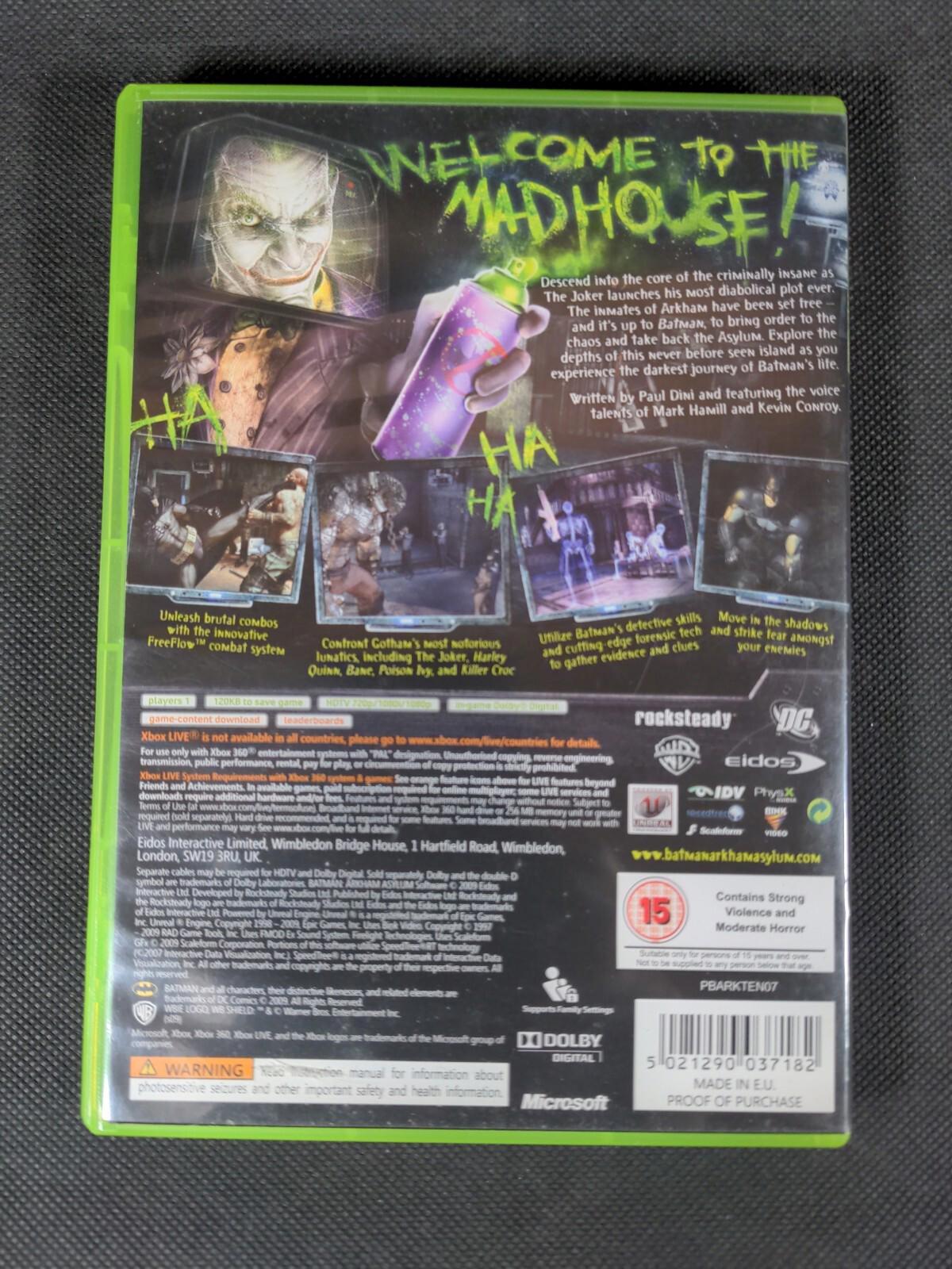 Batman Arkham Asylum Xbox 360 Game + Manual Tested & Working