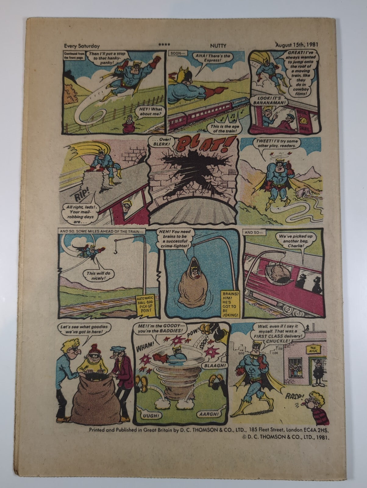 Nutty Comic Featuring Bananaman Issue No. 79 Aug 15th 1981 Vintage Retro Comic