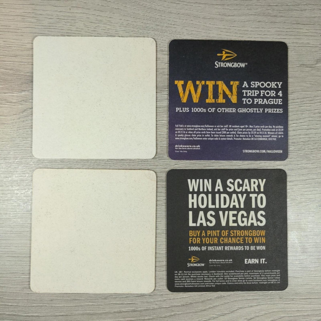 Strongbow Cider 4 x Vintage Beer Mats Pub Bar Coaster Breweriana - Retrorama UK