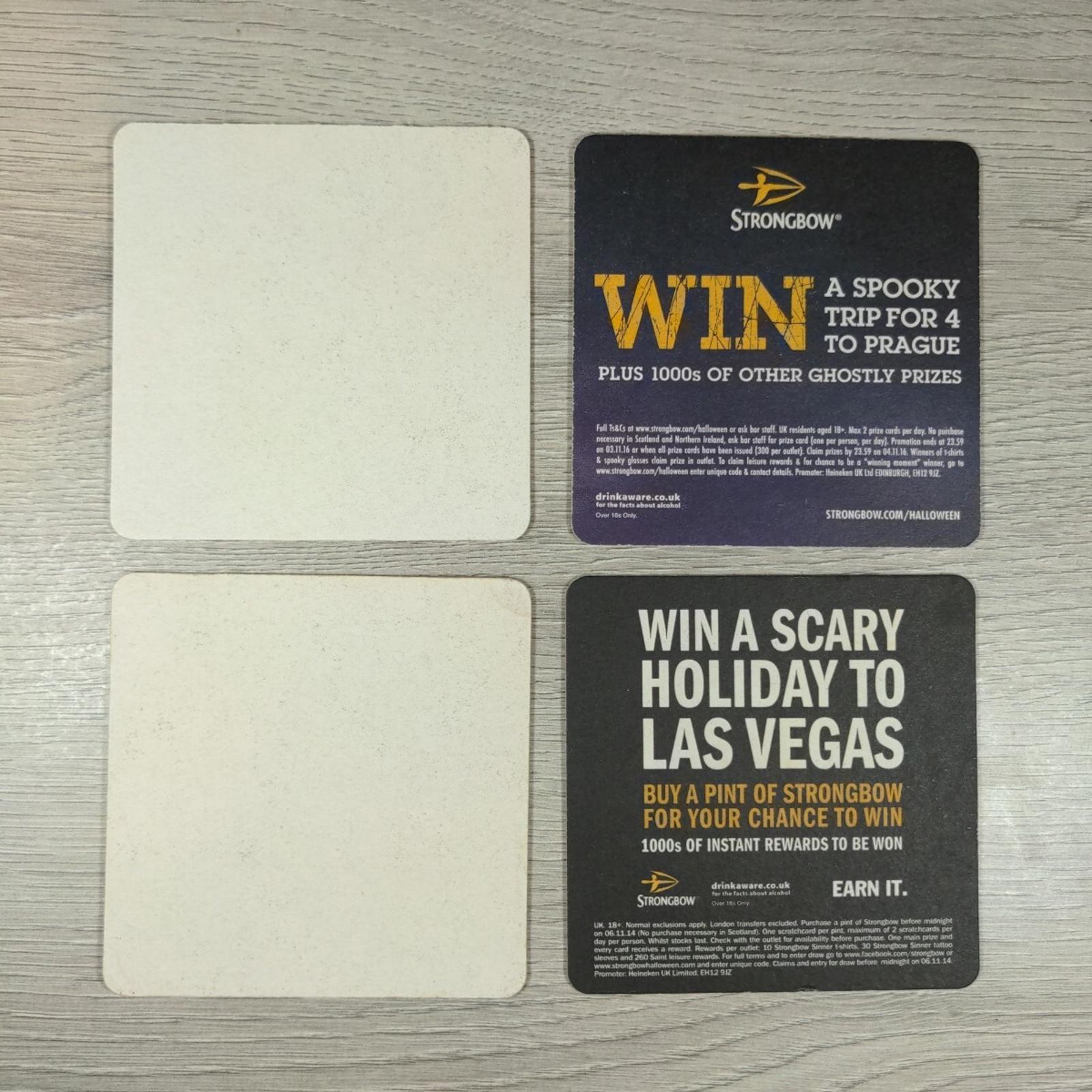 Strongbow Cider 4 x Vintage Beer Mats Pub Bar Coaster Breweriana - Retrorama UK