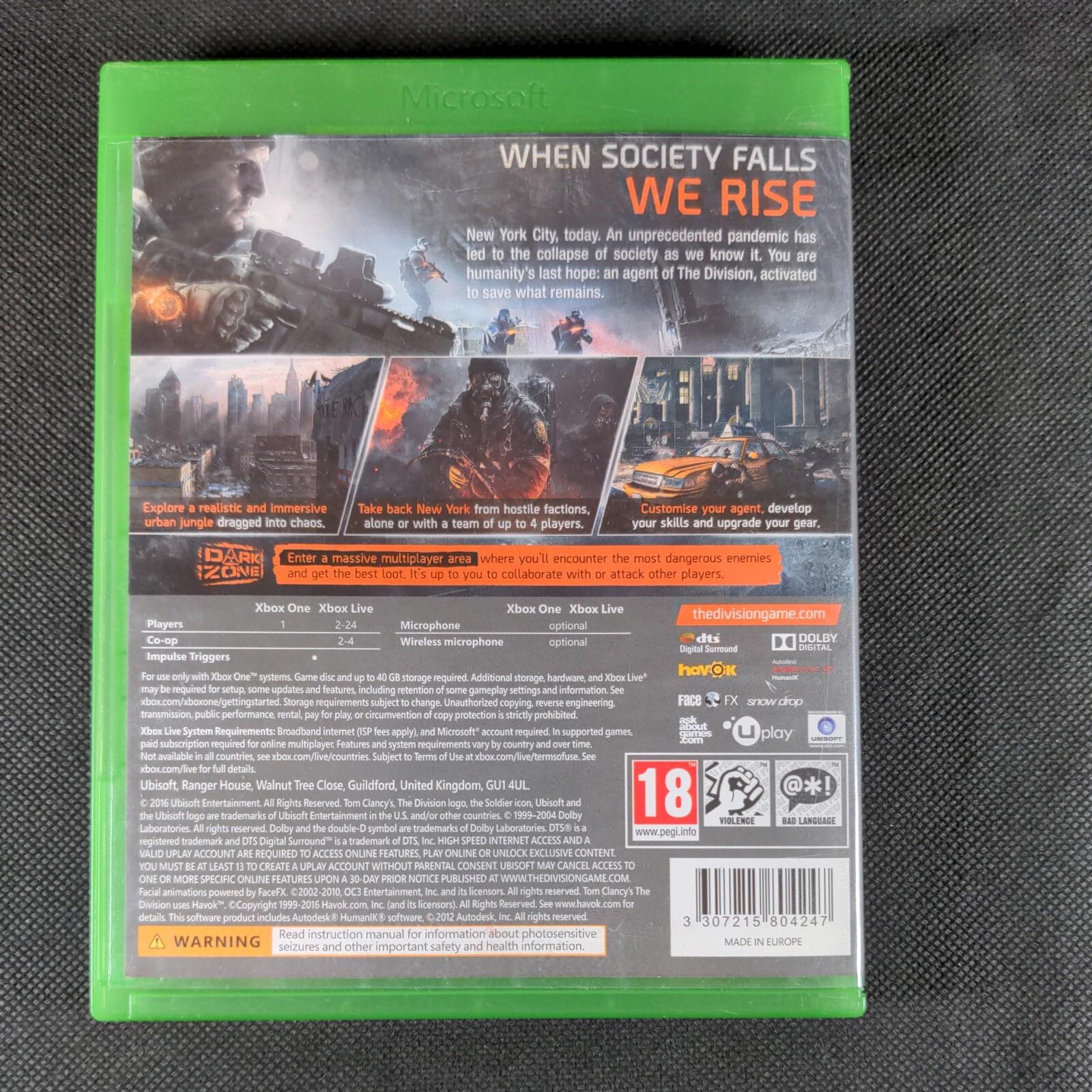 Tom Clancy's The Division Microsoft Xbox One Game Ubisoft 18+