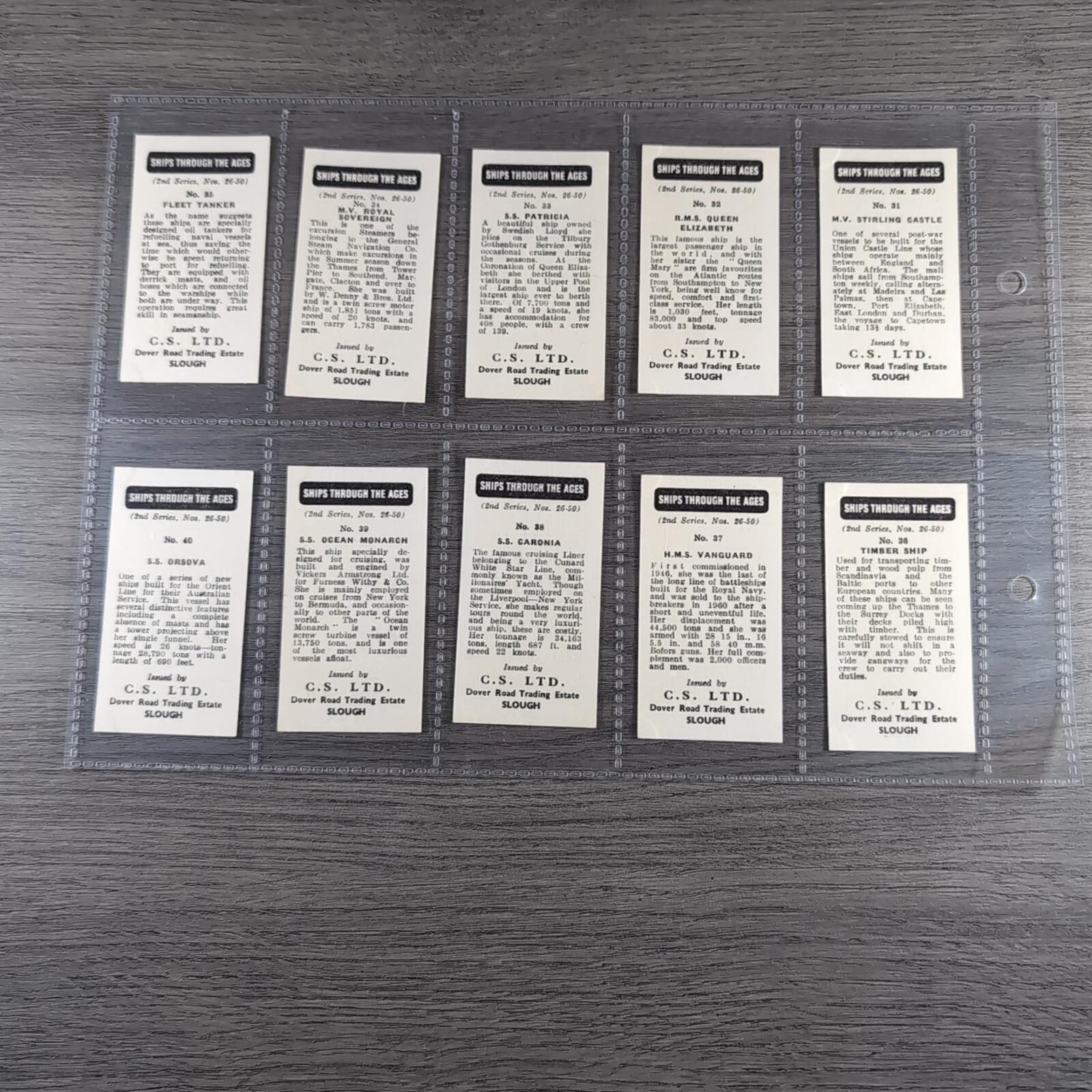 Ships Through the Ages 1963 C.S Ltd 2nd Series Complete Full Set of 50 Cards