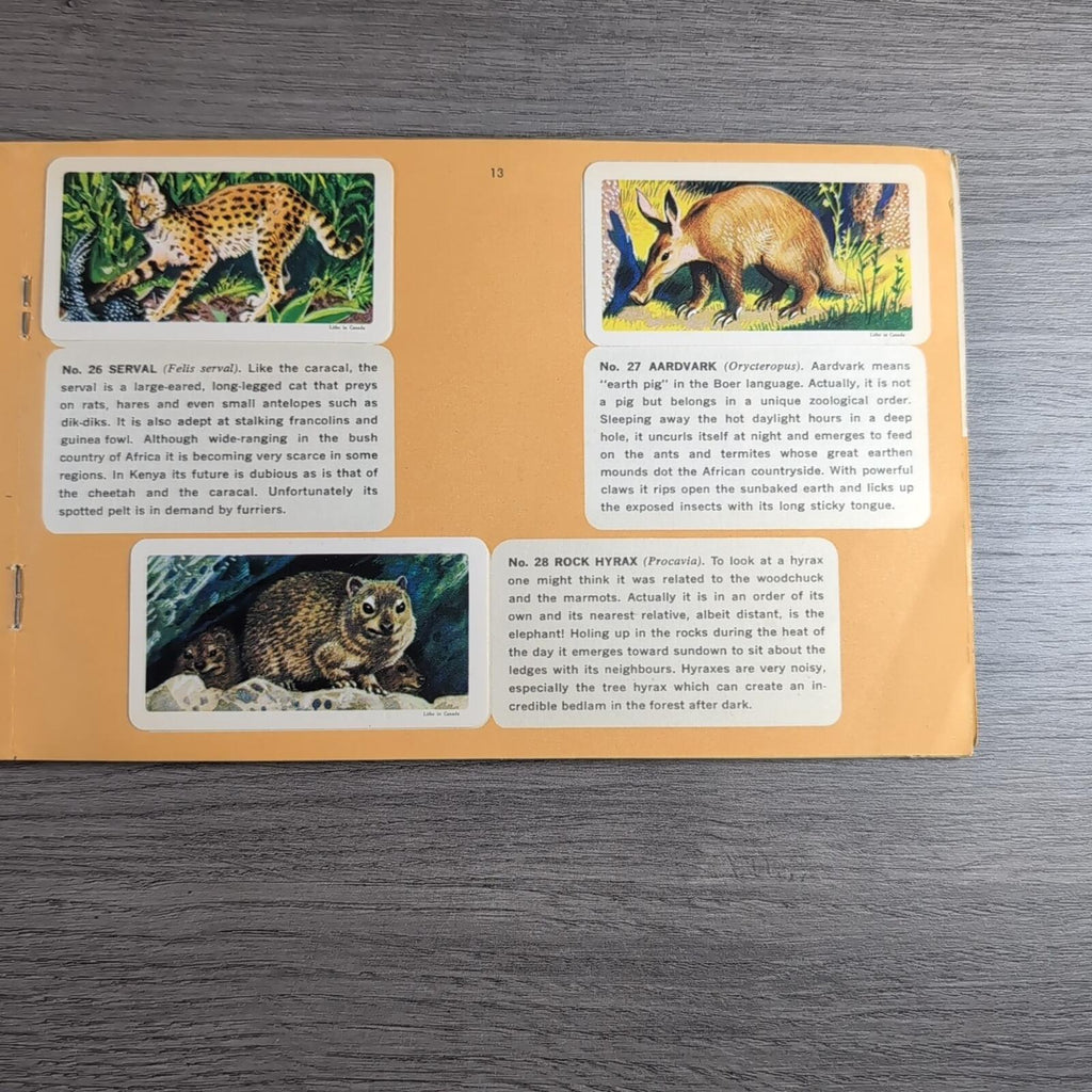 African Animals Brooke Bond Album No 7 Tea Cards Vintage Collectors Cards