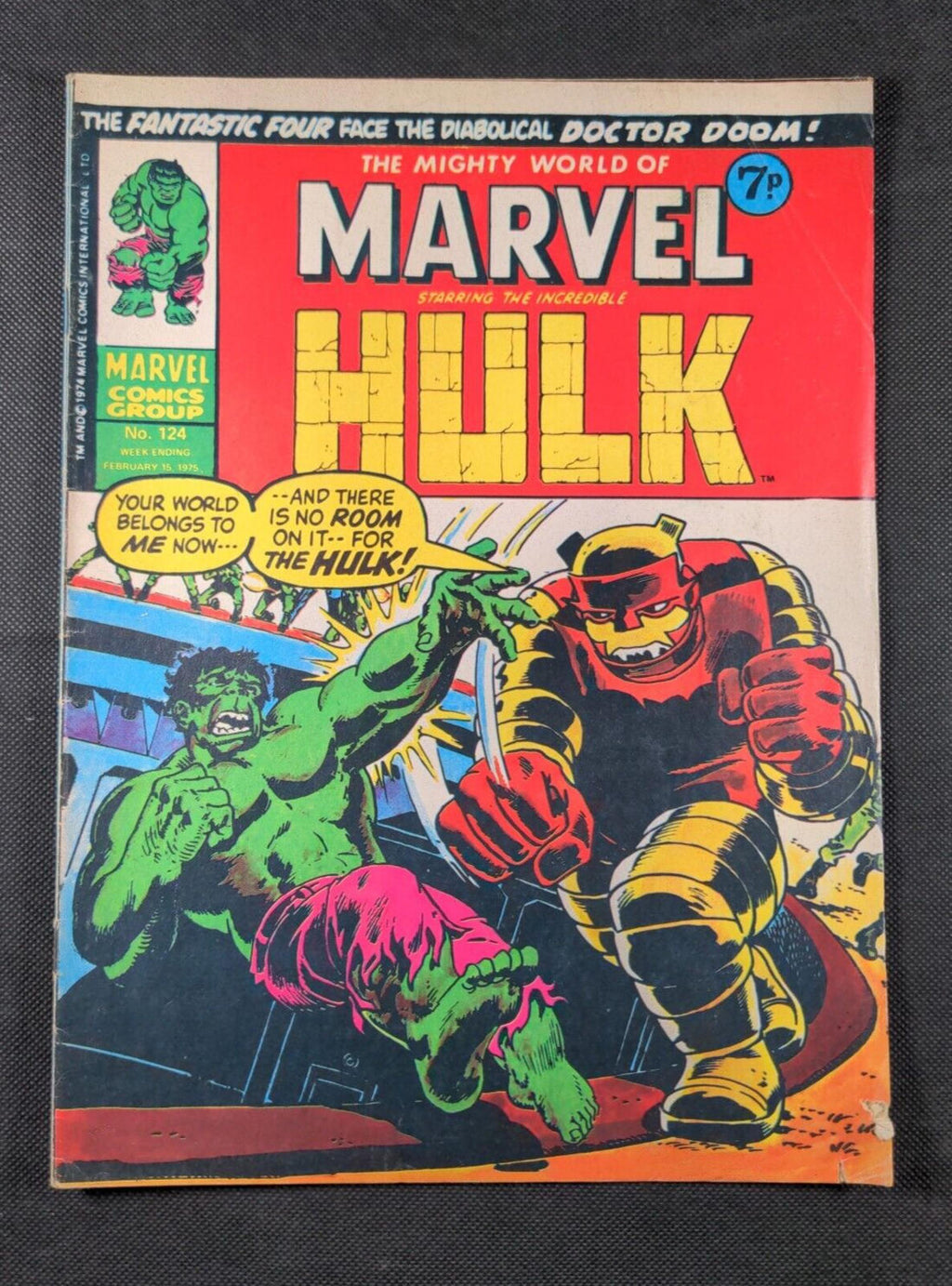 Mighty World of Marvel Issue No 124 February 1975 Marvel UK Vintage Comic - Retrorama UK