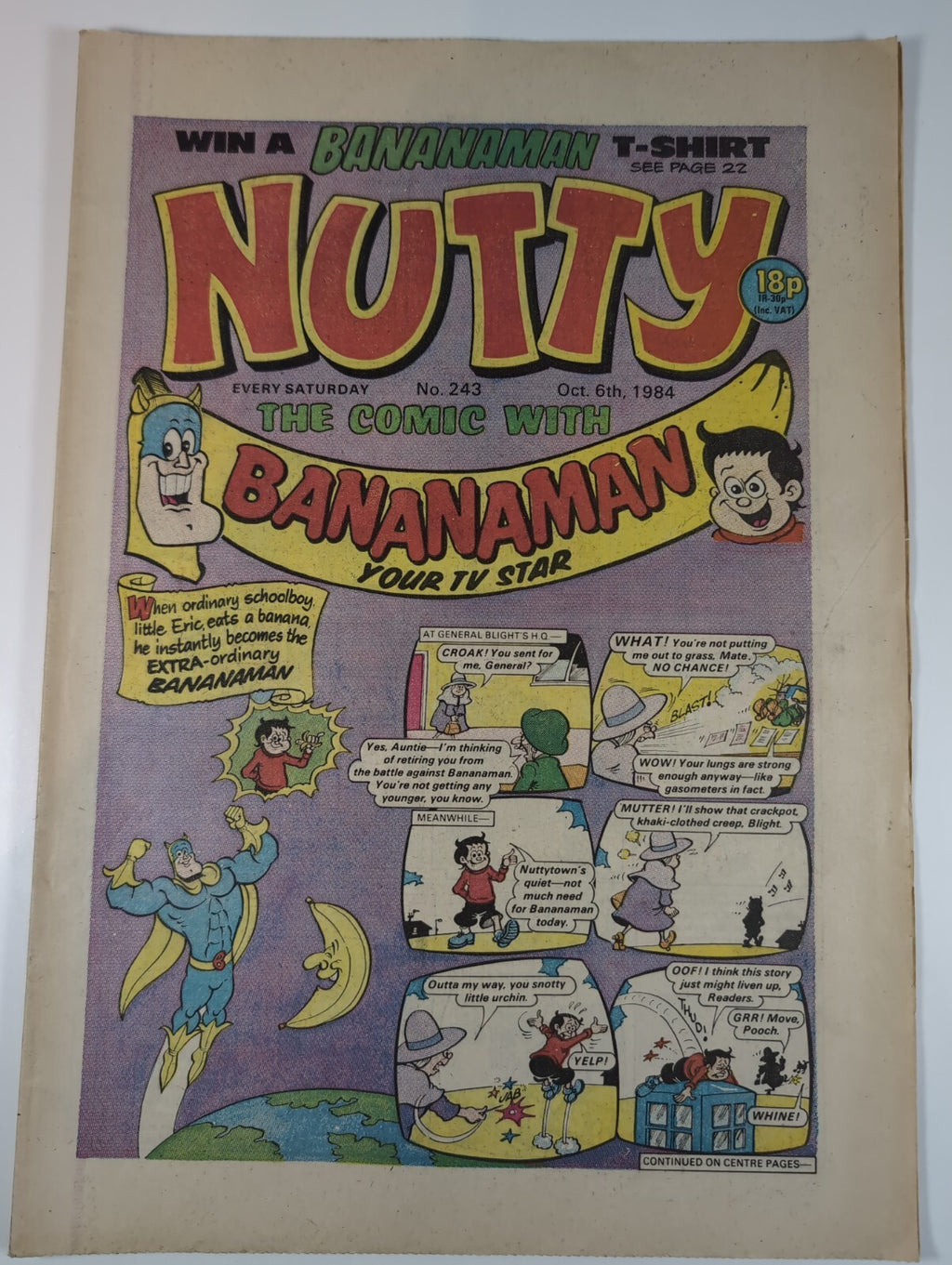 Nutty Comic Featuring Bananaman Issue No. 243 Oct 6th 1984 Vintage Retro Comic