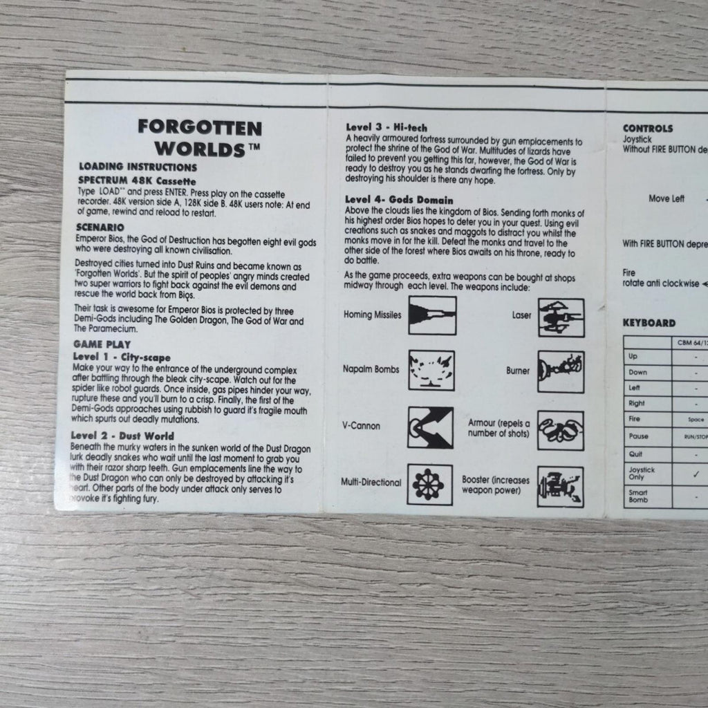 Forgotten Worlds ZX Spectrum 48K 128K Video Game Cassette Tested & Working