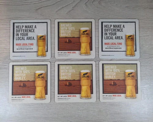 Carling 6 x Collectable Beer Mats Pub Bar Coaster Breweriana - Retrorama UK