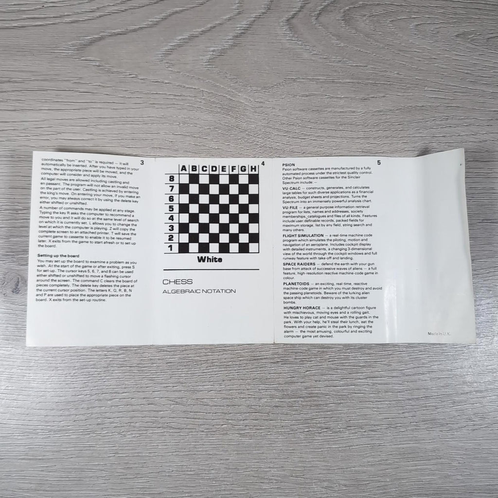 Chess ZX Spectrum 48K Game Cassette Psion Tested & Working