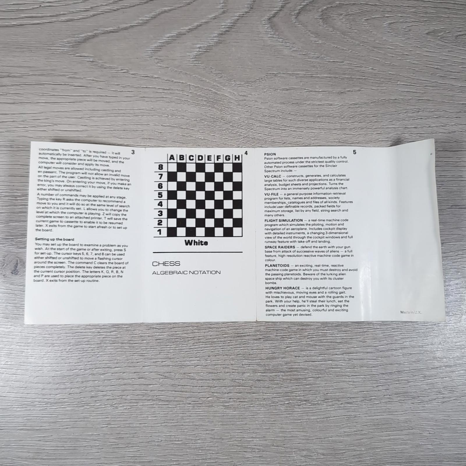 Chess ZX Spectrum 48K Game Cassette Psion Tested & Working