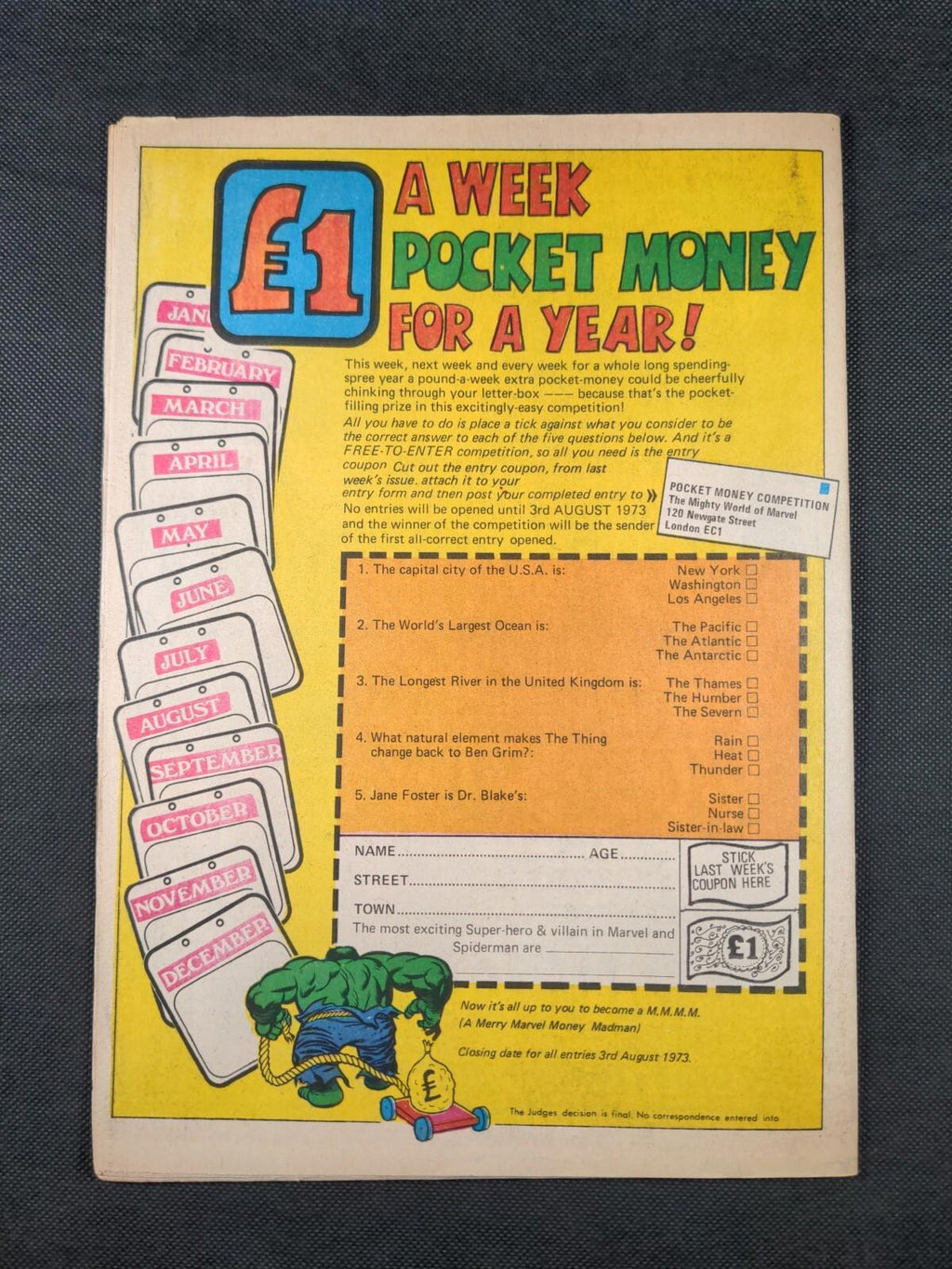 Mighty World of Marvel Issue No 43 July 1973 Vintage Marvel UK - Vintage Comic - Retrorama UK