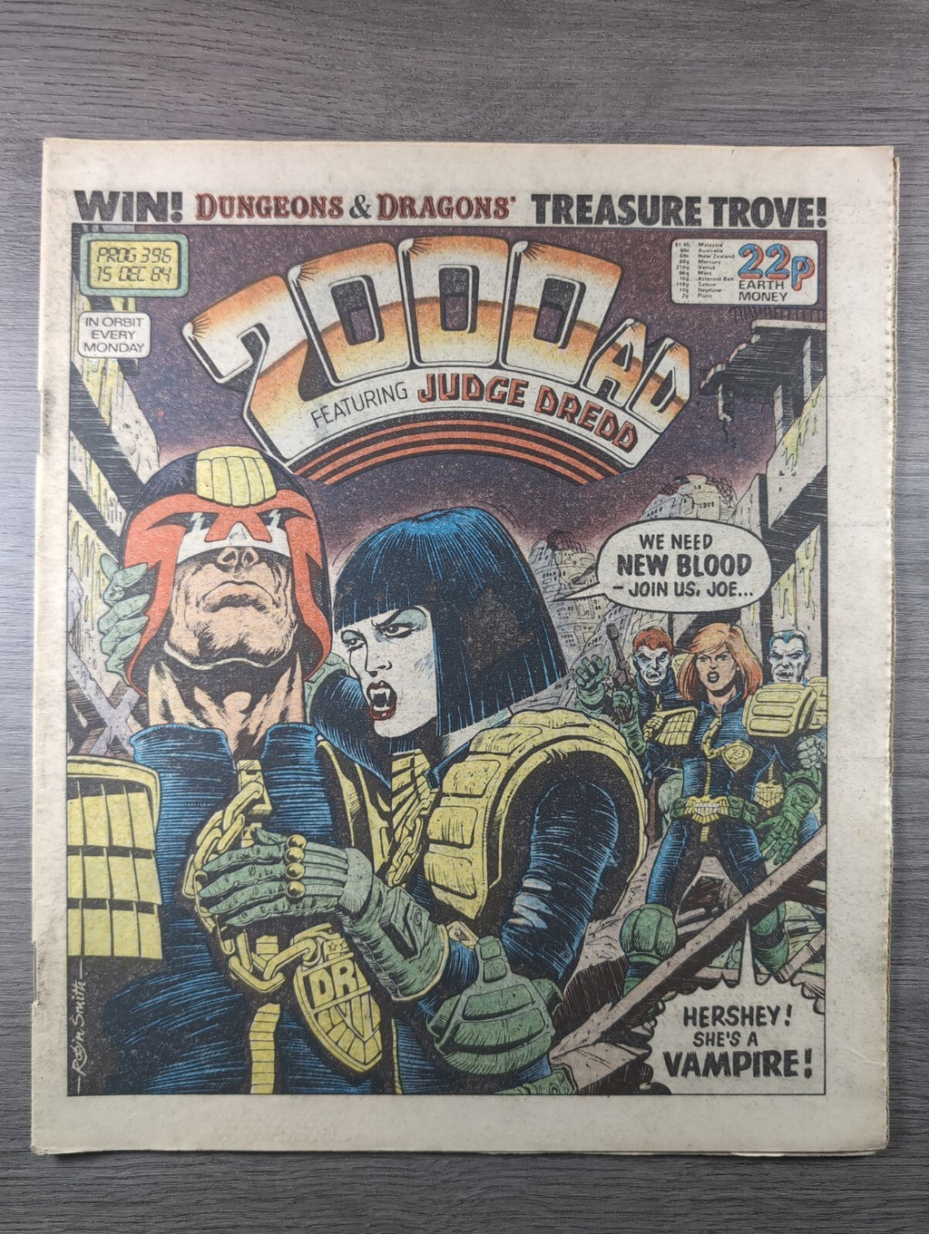 2000AD Prog 396 Featuring Judge Dredd Comic 15th Dec 1984 Vintage Retro Comic