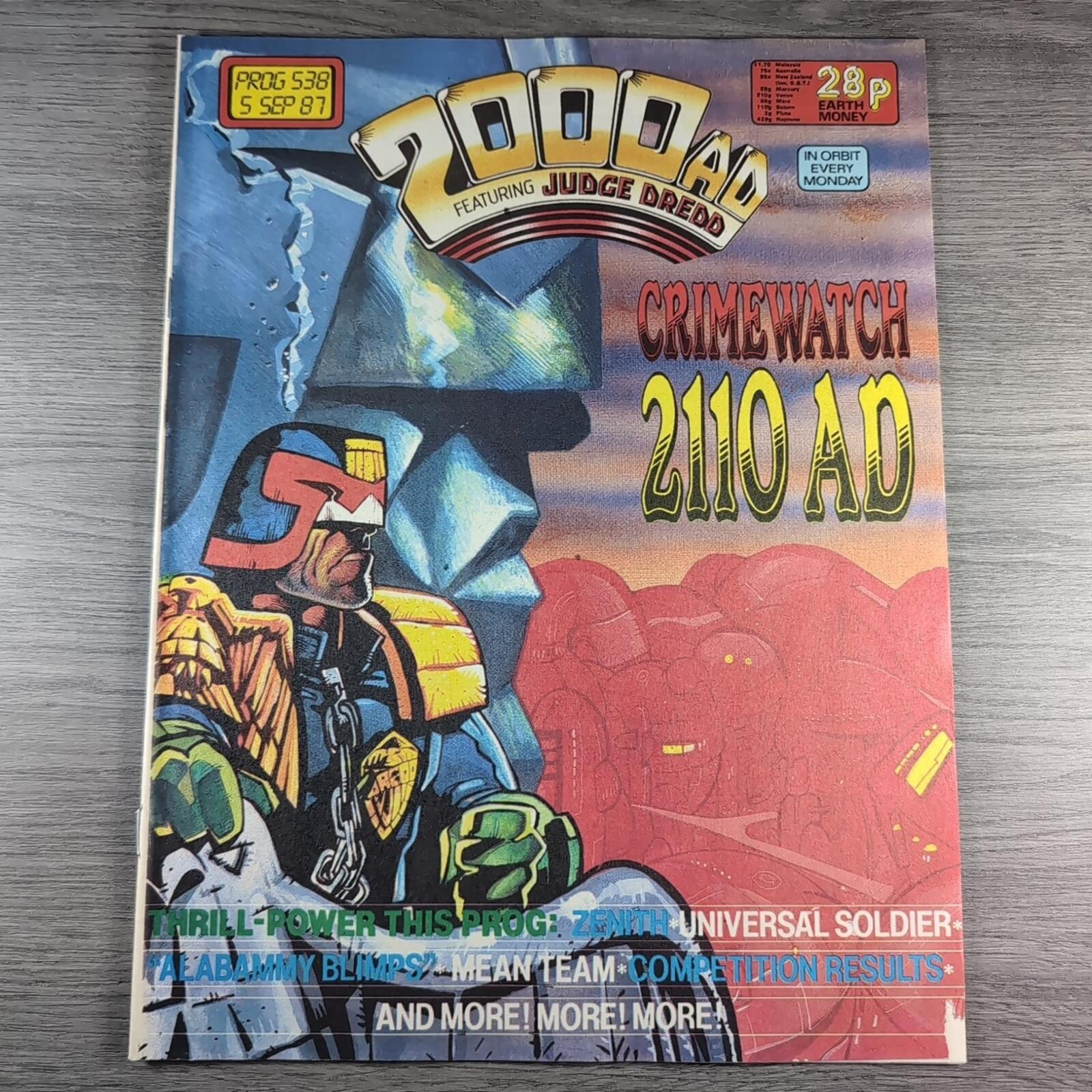 2000AD Prog 538Featuring Judge Dredd 5th September 1987 Vintage Comic