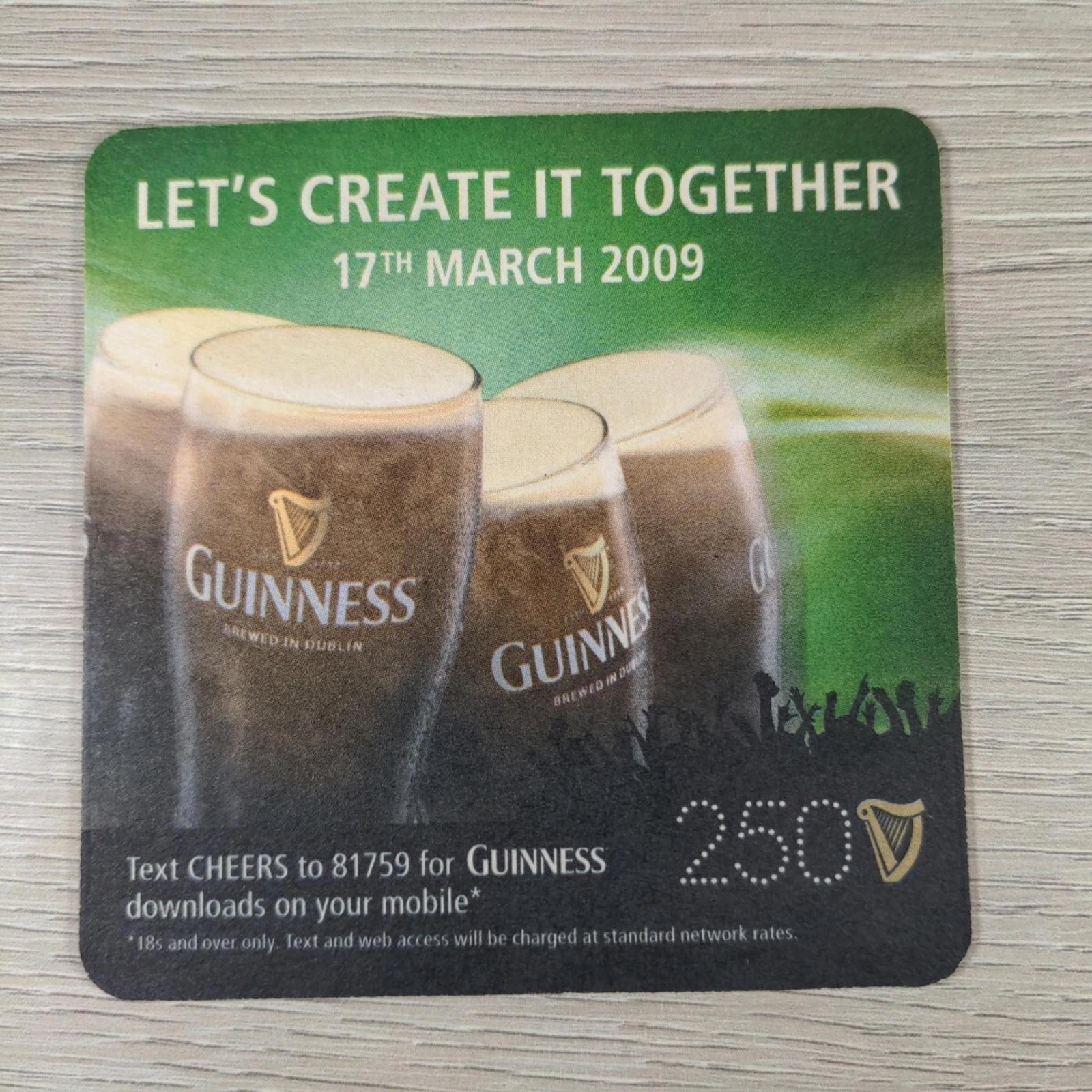 Guinness 4 x Vintage Beer Mats Pub Bar Coaster Breweriana