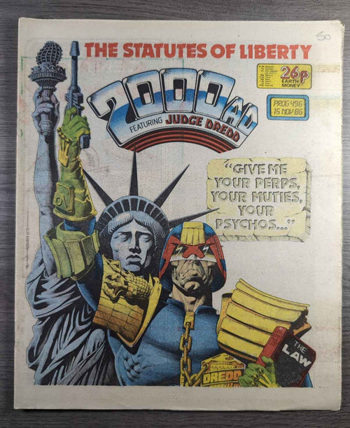 2000AD Prog 496 Featuring Judge Dread Comic 15th Nov 1986 Vintage Retro Comic