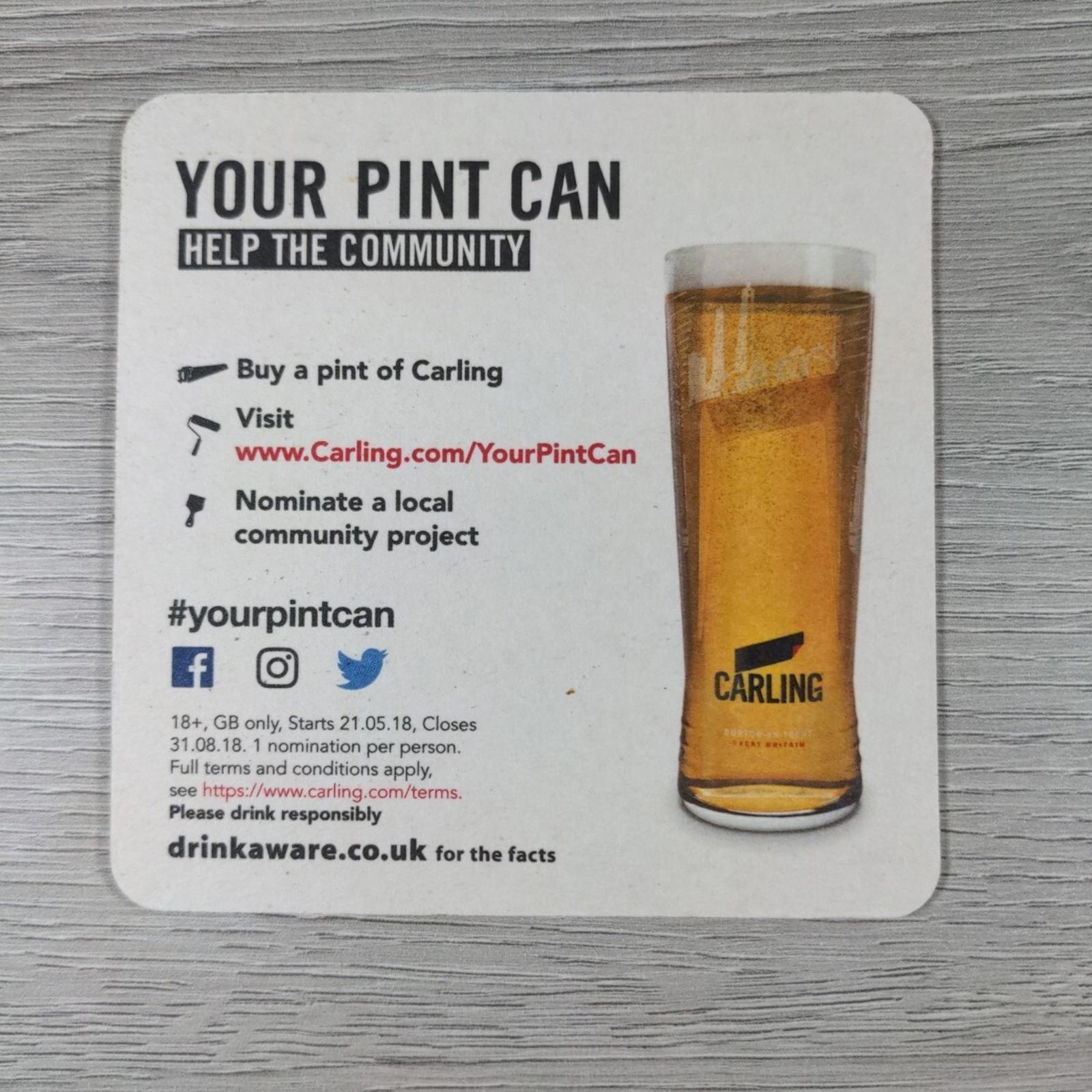 Carling 5 x Vintage Beer Mats Pub Bar Coaster Breweriana - Retrorama UK