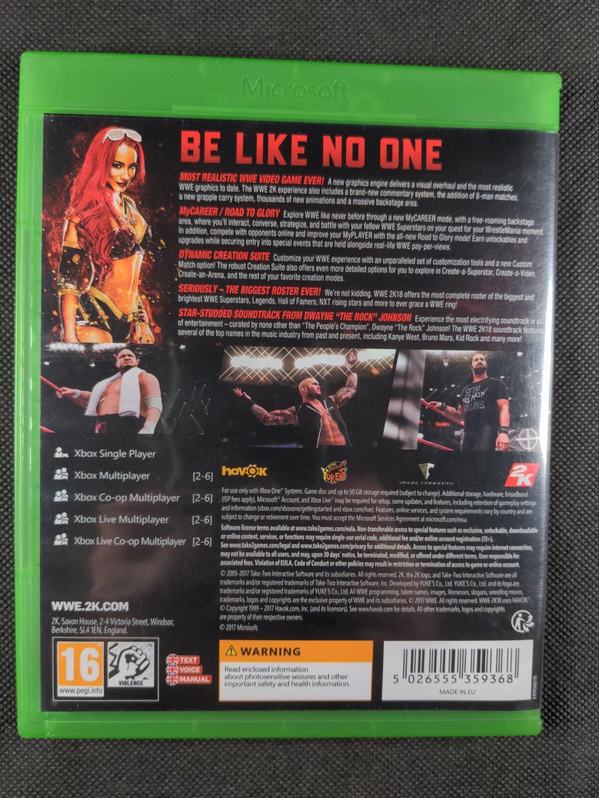 WWE 2K18 Microsoft  Xbox One  Game Age 16+