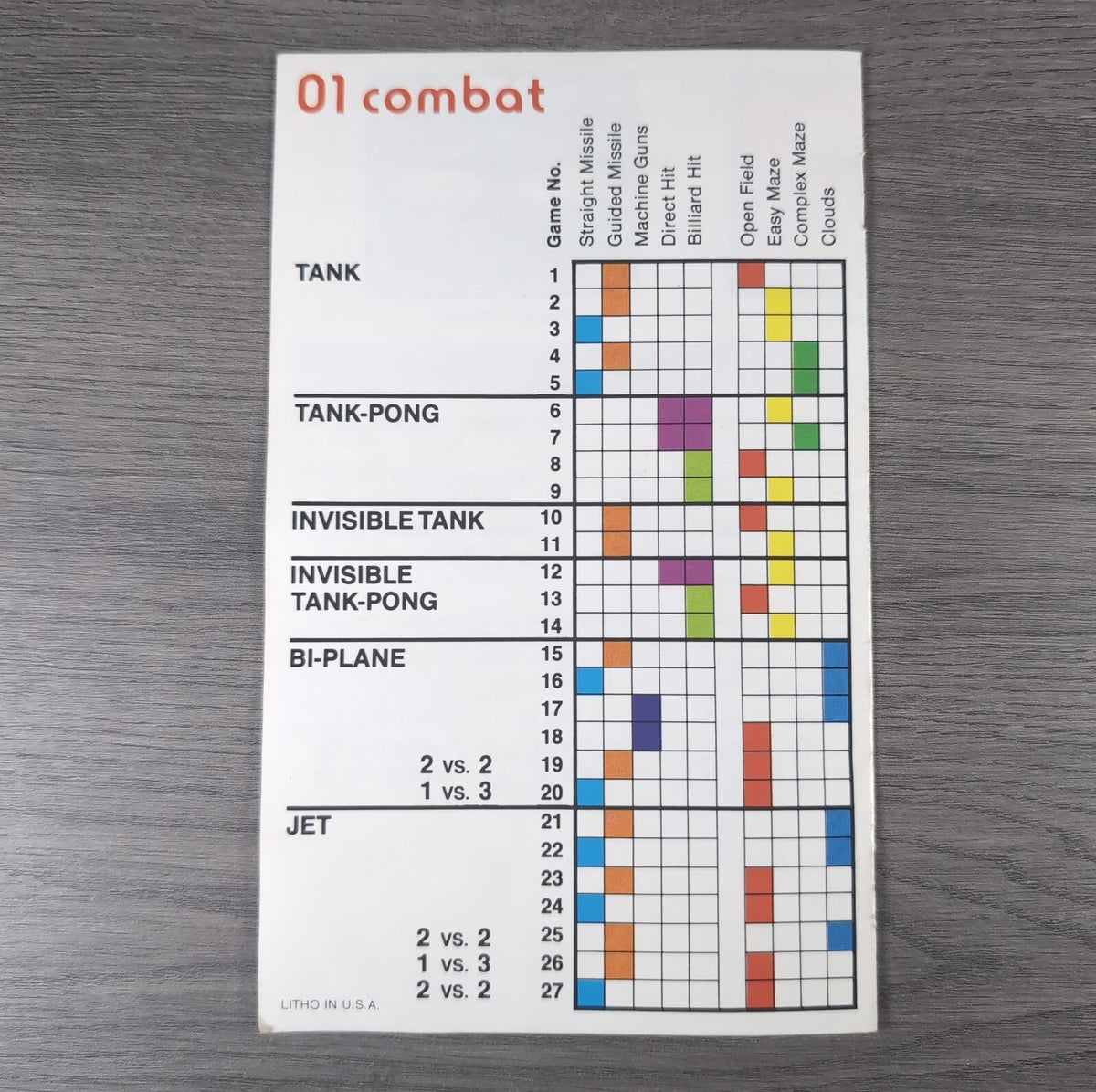 Combat Atari 2600 Video Game CX2601 Cartridge  Manual Boxed CIB Tested & Working