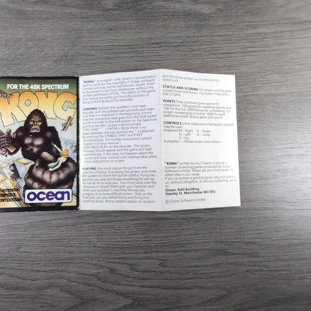 Kong ZX Spectrum 48K Game Tested & Working Vintage Video Game