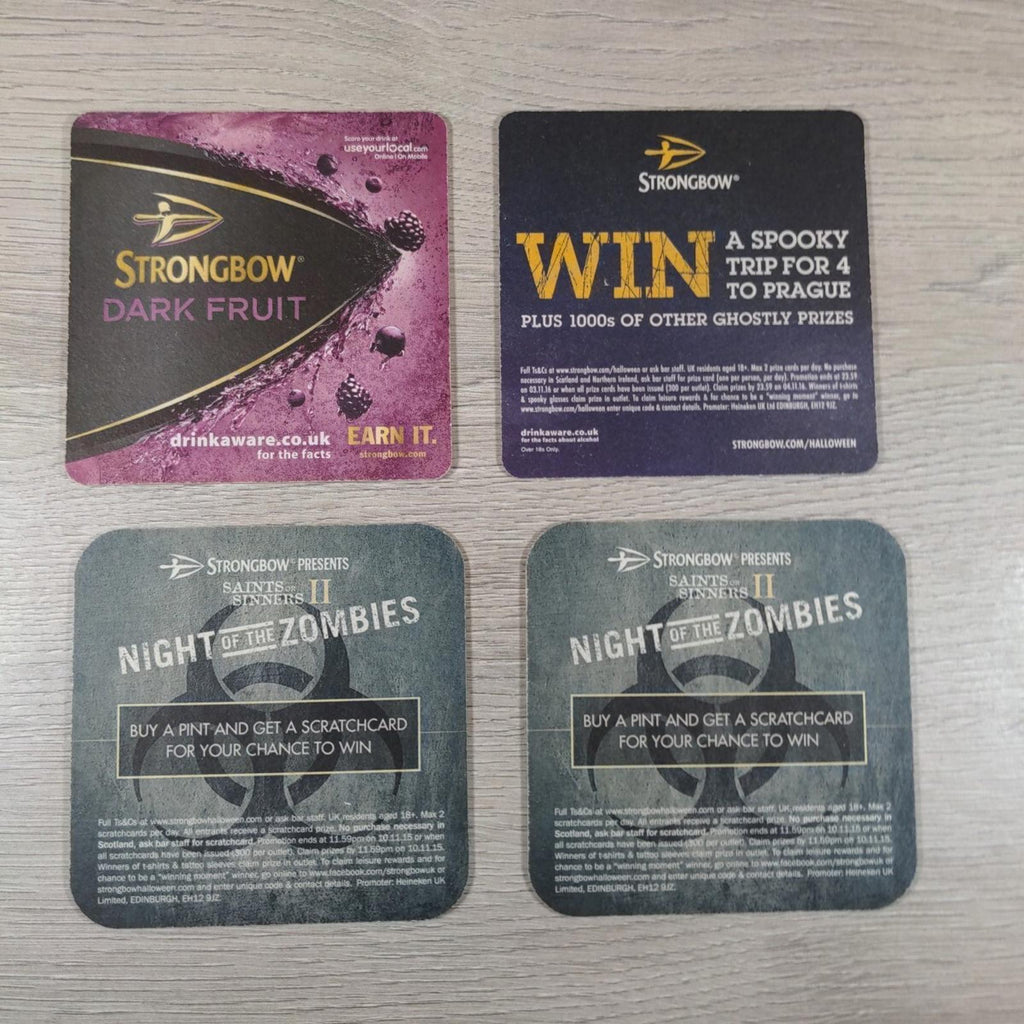Strongbow Dark Fruit 4 x Beer Mats Pub Bar Coaster Breweriana - Retrorama UK