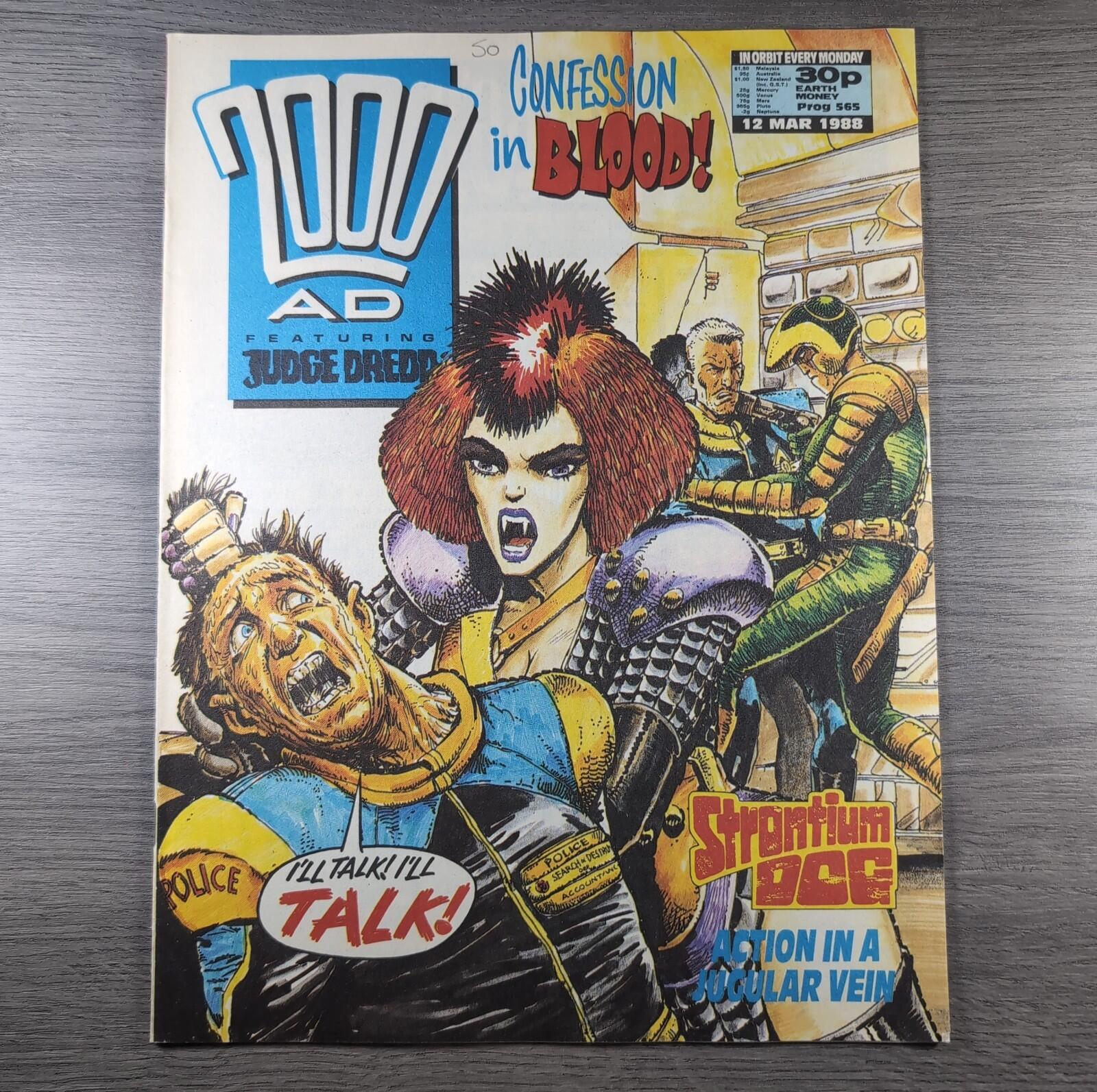 2000AD Prog 565  Featuring Judge Dredd 12th March 1988 Vintage Comic