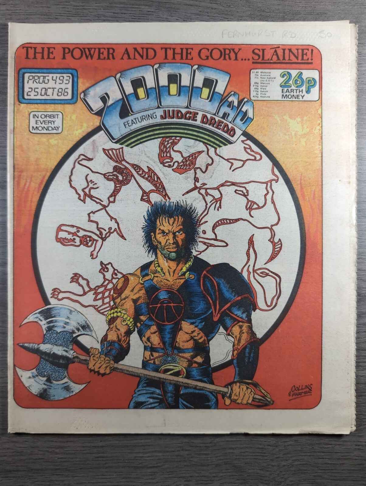 2000AD Prog 493 Featuring Judge Dread Comic 25th Oct 1986 Vintage Retro Comic