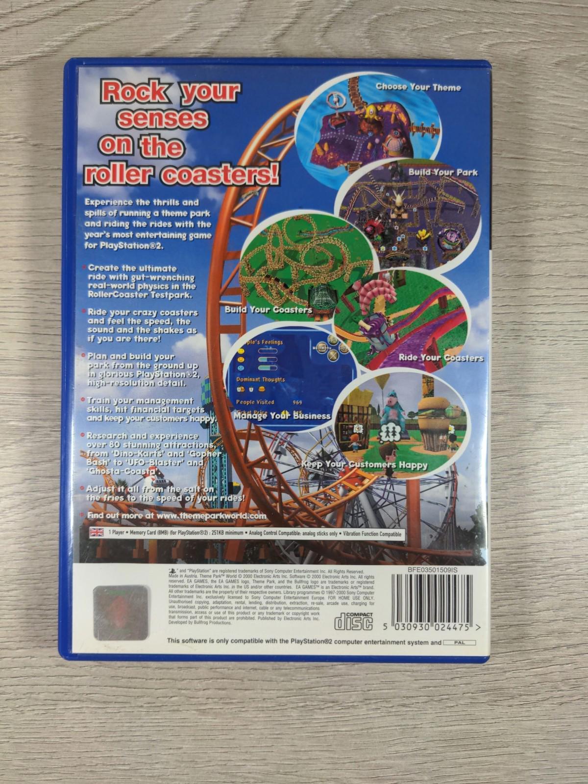 Theme Park World Playstation 2 PS2 Game + Manual Tested & Working VGC