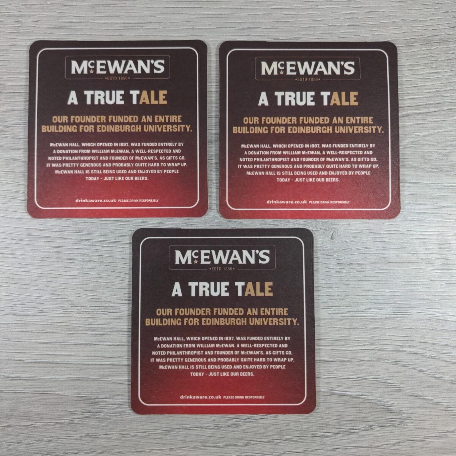 Mcewans 3 x Vintage Beer Mats Pub Bar Coaster Breweriana - Retrorama UK