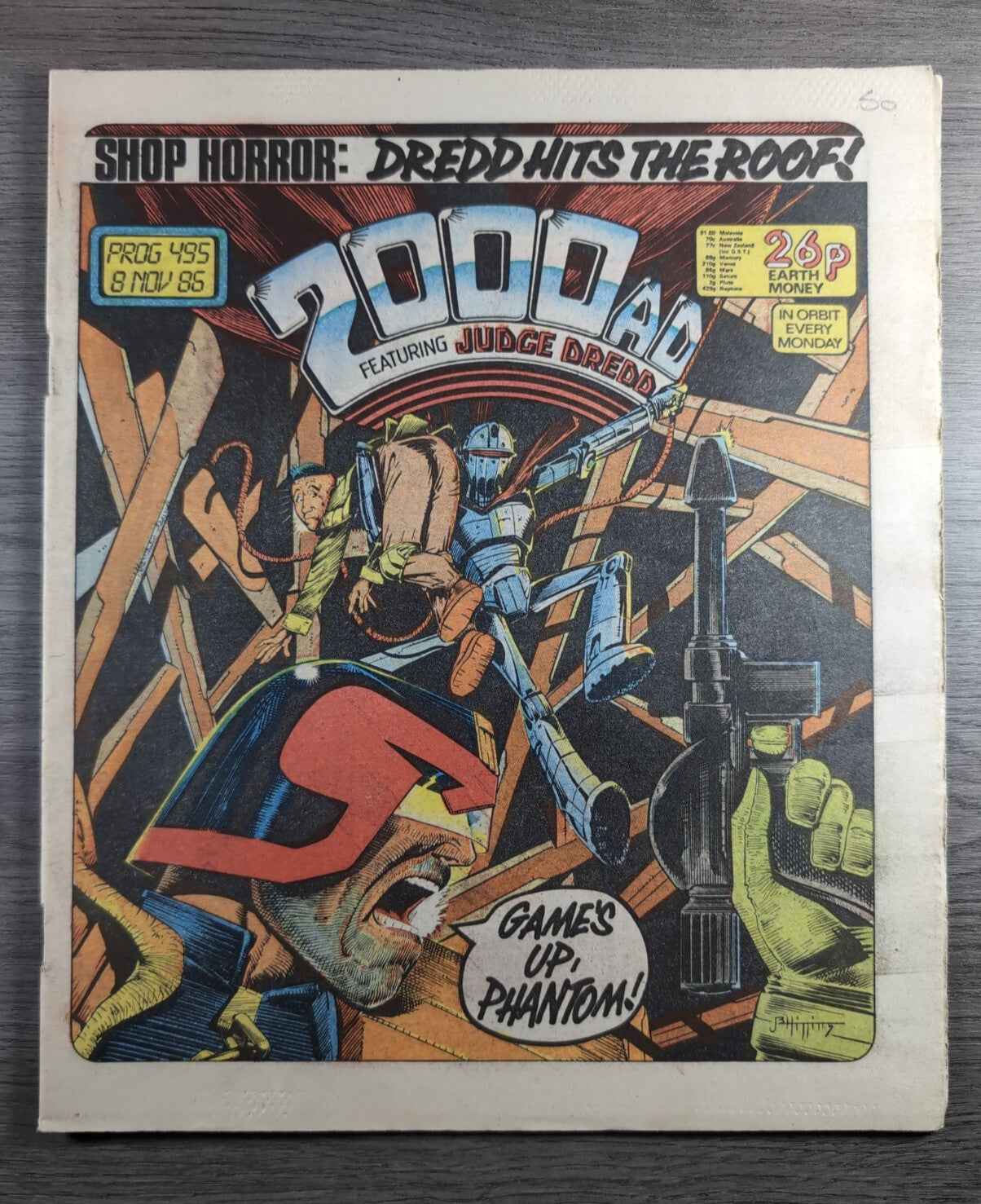 2000AD Prog 495 Featuring Judge Dread Comic 8th Nov 1986 Vintage Retro Comic