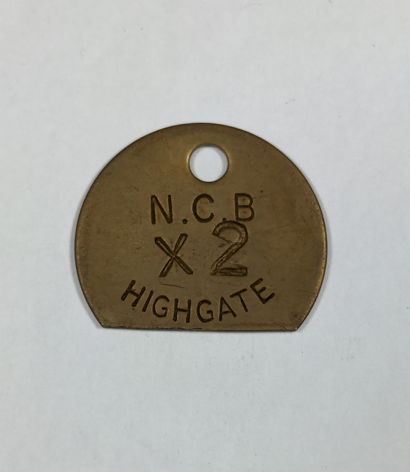 Highgate Colliery X2 N.C.B Brass Miners Pit Check Token Mining Memorabilia