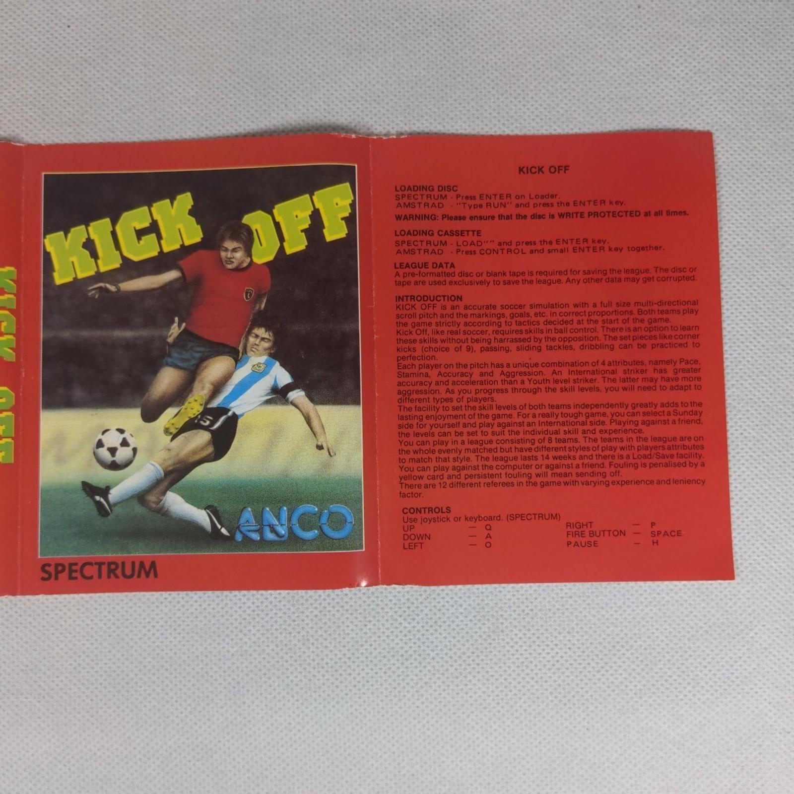Kick Off ZX Spectrum 48K 128K Video Game Cassette Tested & Working