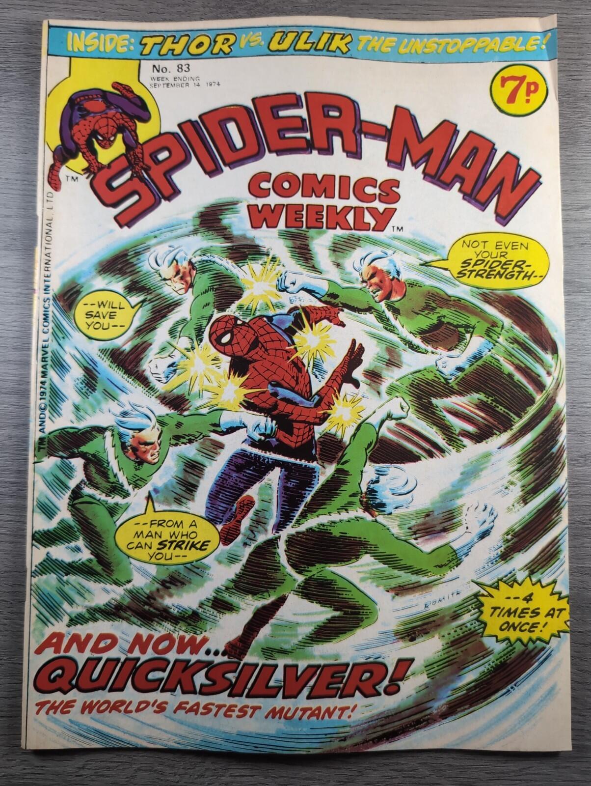 Spider-Man Comics Weekly No83 Marvel Comics UK 14th September 1974 Vintage Comic