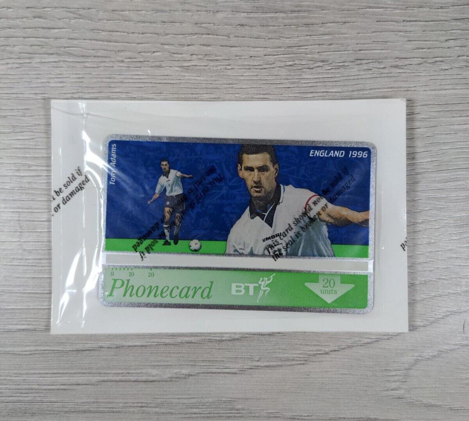 Phone Card England 1996 Tony Adams £2 Vintage Phonecard Sealed & Unused - Retrorama UK