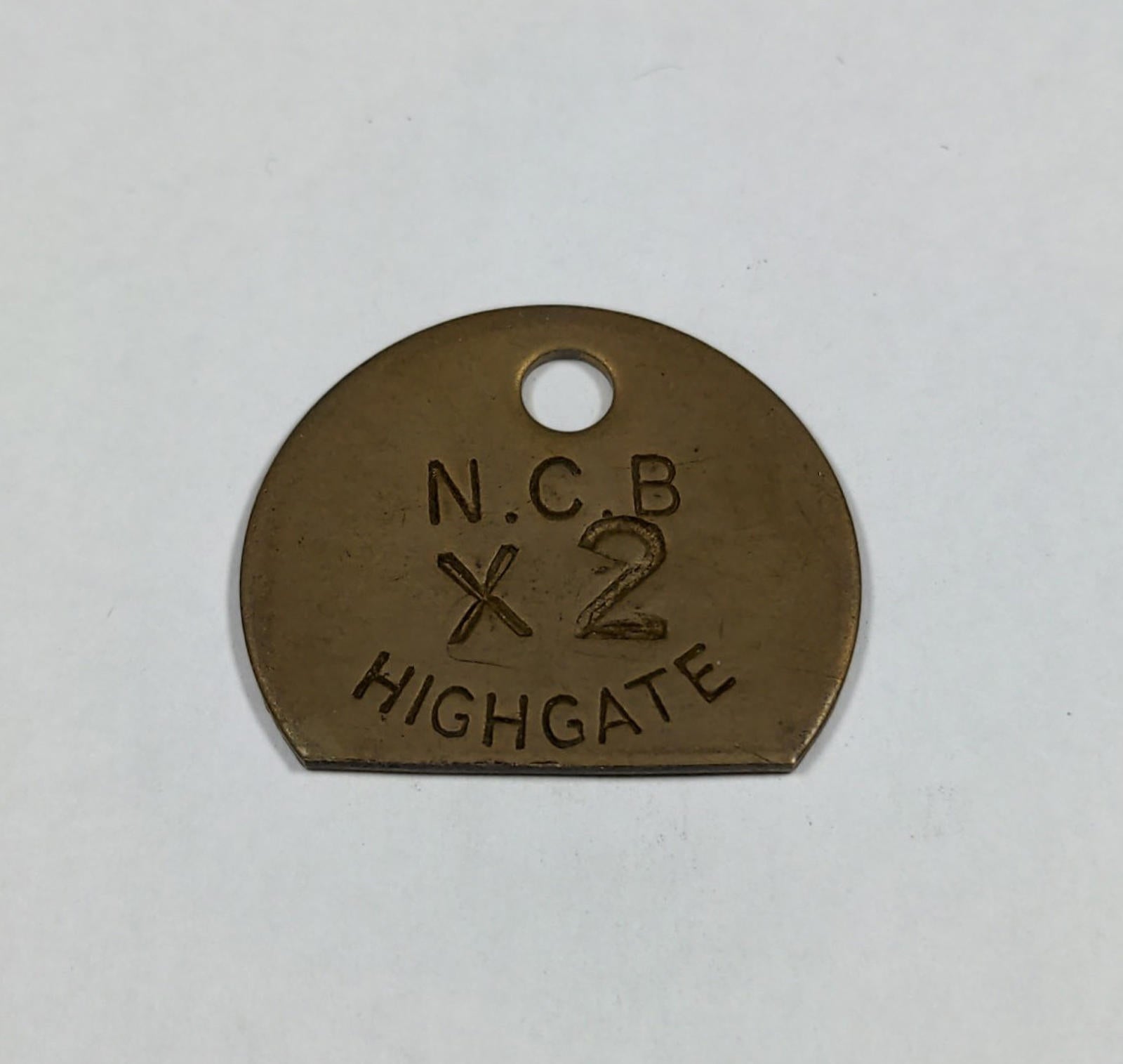 Highgate Colliery X2 N.C.B Brass Miners Pit Check Token Mining Memorabilia