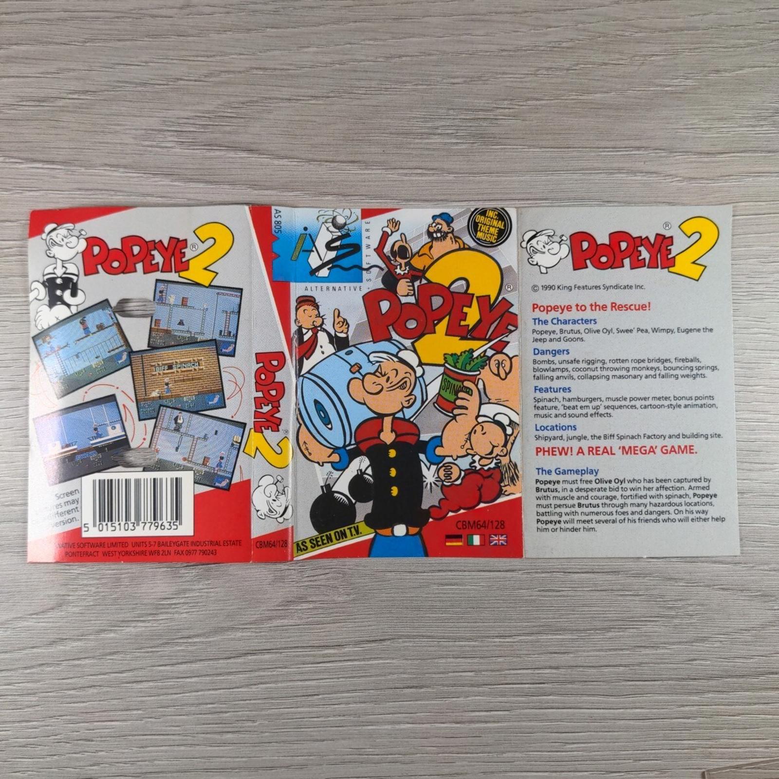 Popeye 2 Commodore 64 C64 Game Cassette Tested & Working - Retrorama UK