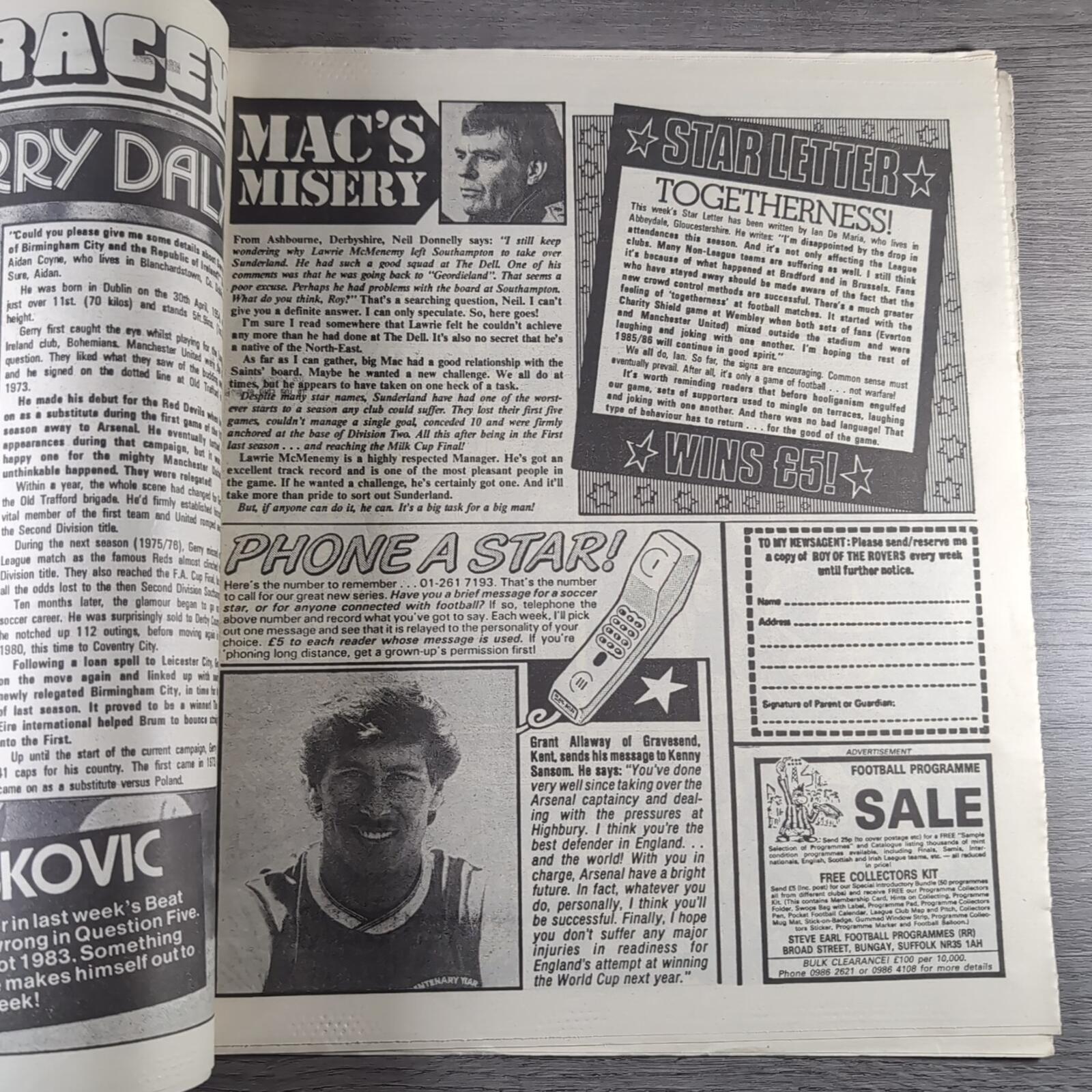Roy of The Rovers 19th October 1985 Vintage Comic IPC Magazines