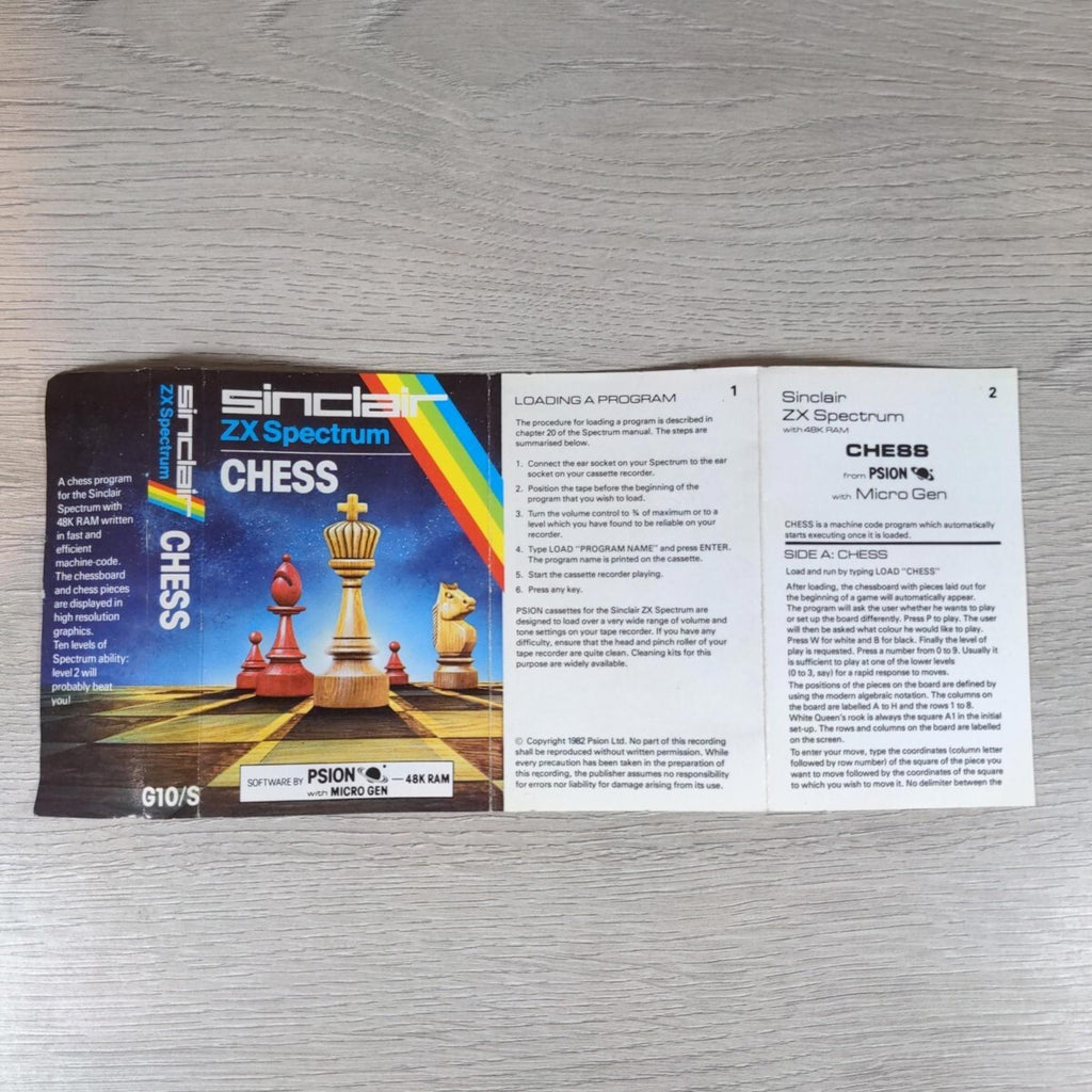 Chess ZX Spectrum 48K Video Game Cassette Tested & Working