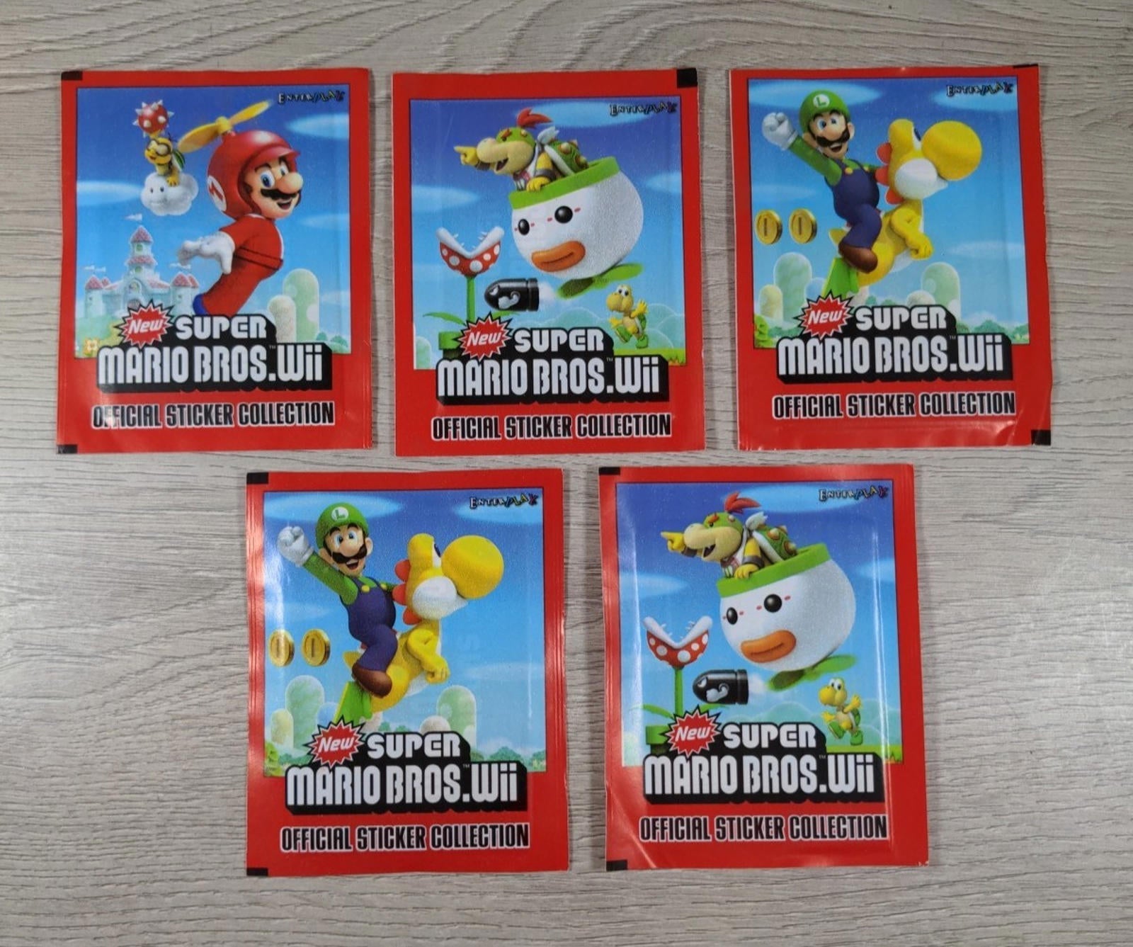 Super Mario Bros Wii 2011 Official Sticker Collection Factory Sealed Packs x 5