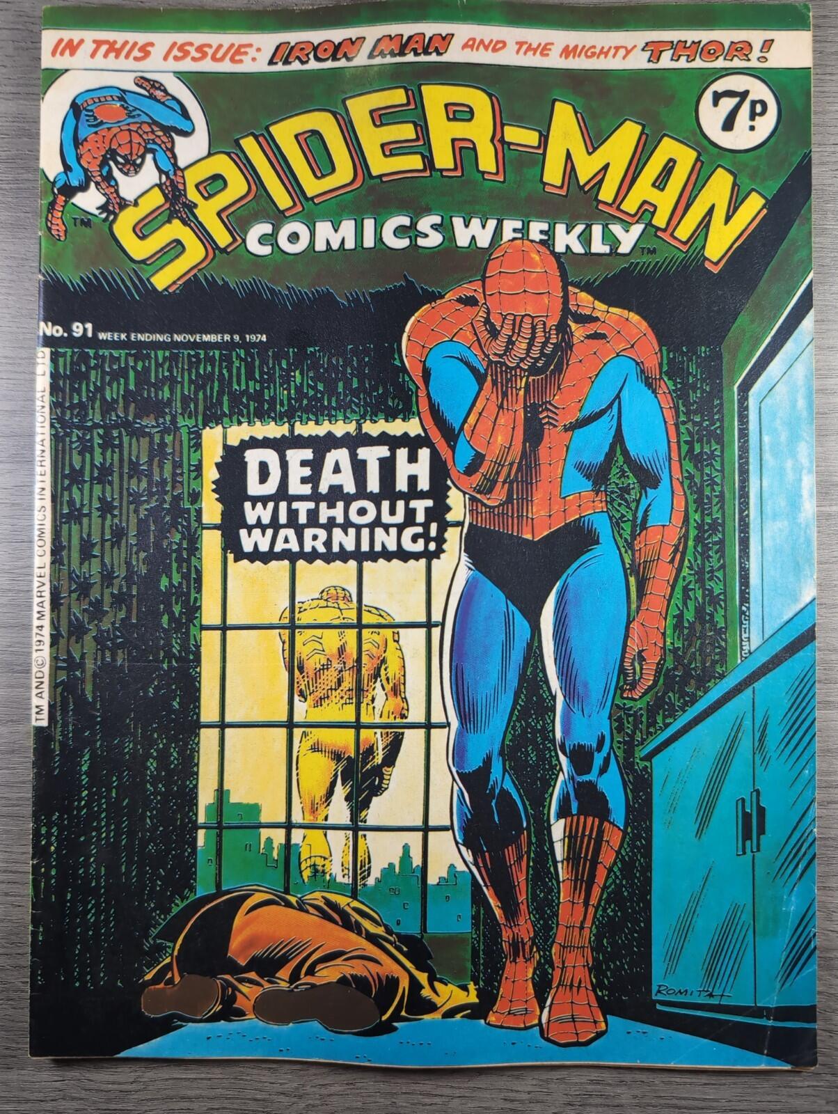 Spider-Man Comics Weekly No 91 Marvel Comics UK 9th November 1974 Vintage Comic
