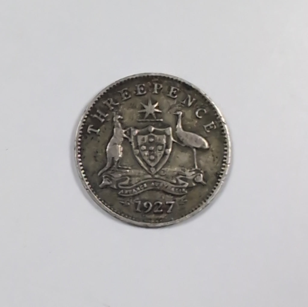 1927 George V Sterling Silver 3D Threepence Coin Good Condition Vintage Coin